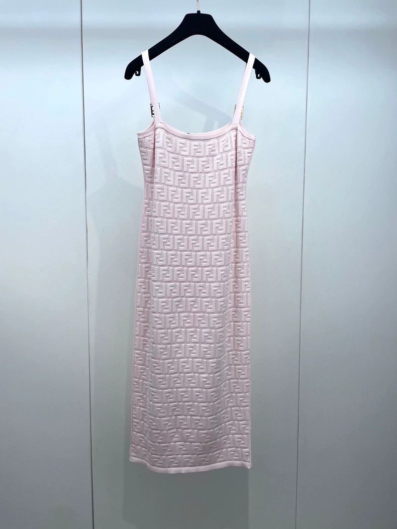 Fendi Fendi Pink Knit Logo Cami Dress Size US 40 / EU 56 - 3 Thumbnail