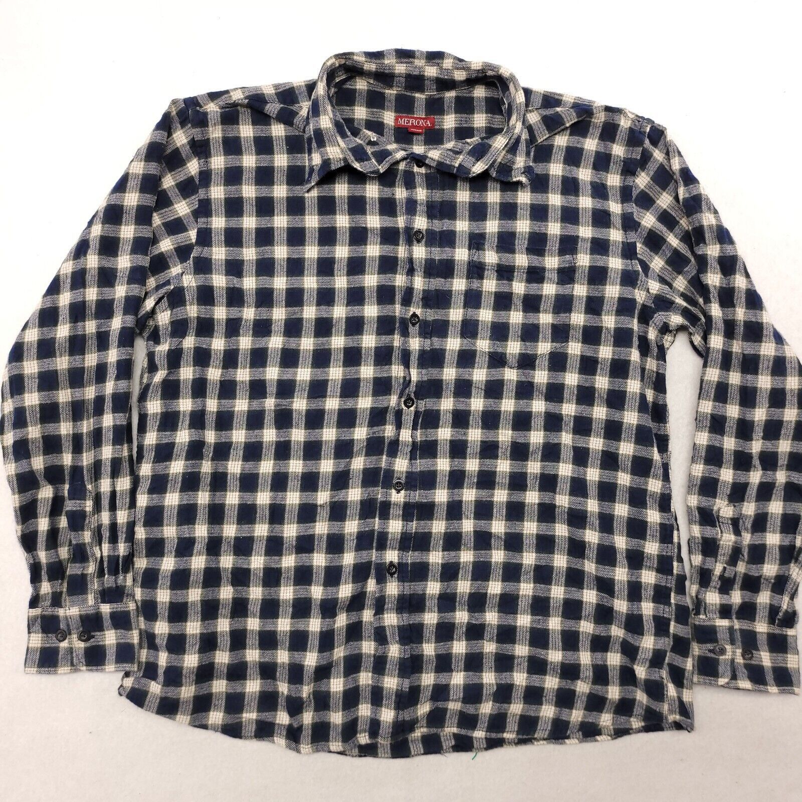 Merona Merona Tartan Flannel Button Up Shirt Mens Size Large L Blue Size US L / EU 52-54 / 3 - 2 Thumbnail