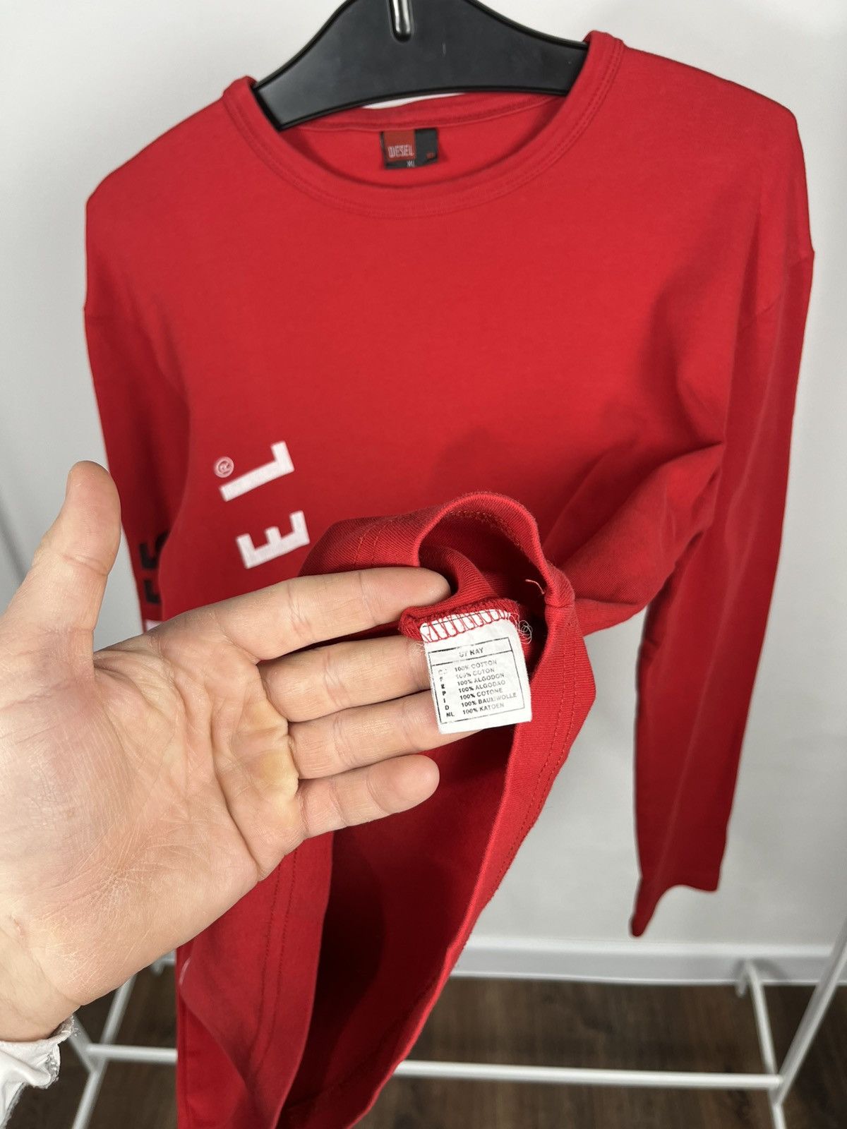 Diesel Diesel Mens Red Long Sleeve Logo Shirt XL Casual Streetwear Size US XL / EU 56 / 4 - 7 Thumbnail