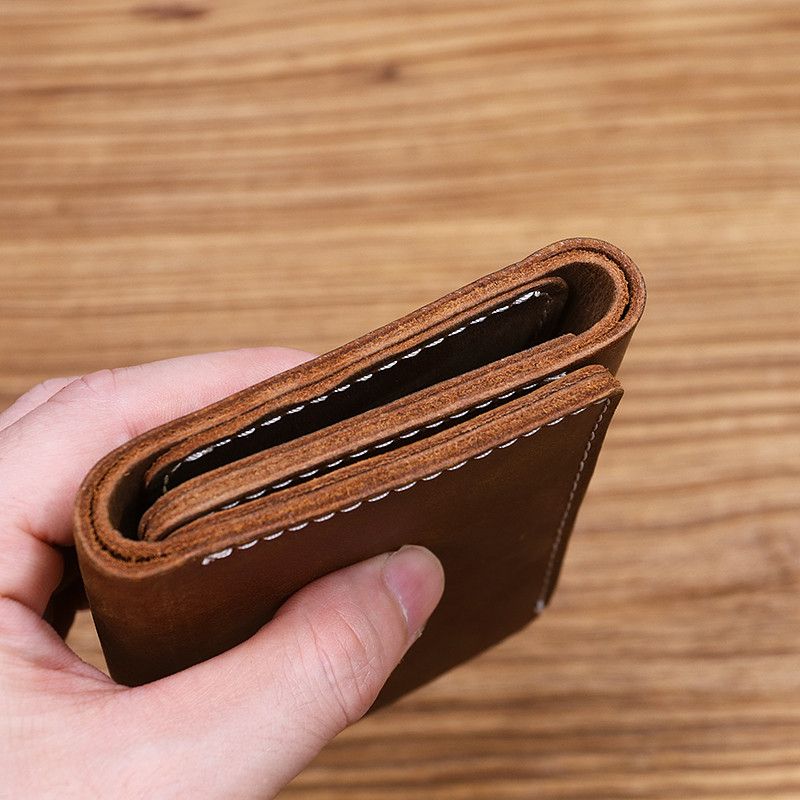 Japanese Brand × Leather × Vintage Handmade Short Trifold Leather Wallet Size ONE SIZE - 4 Thumbnail