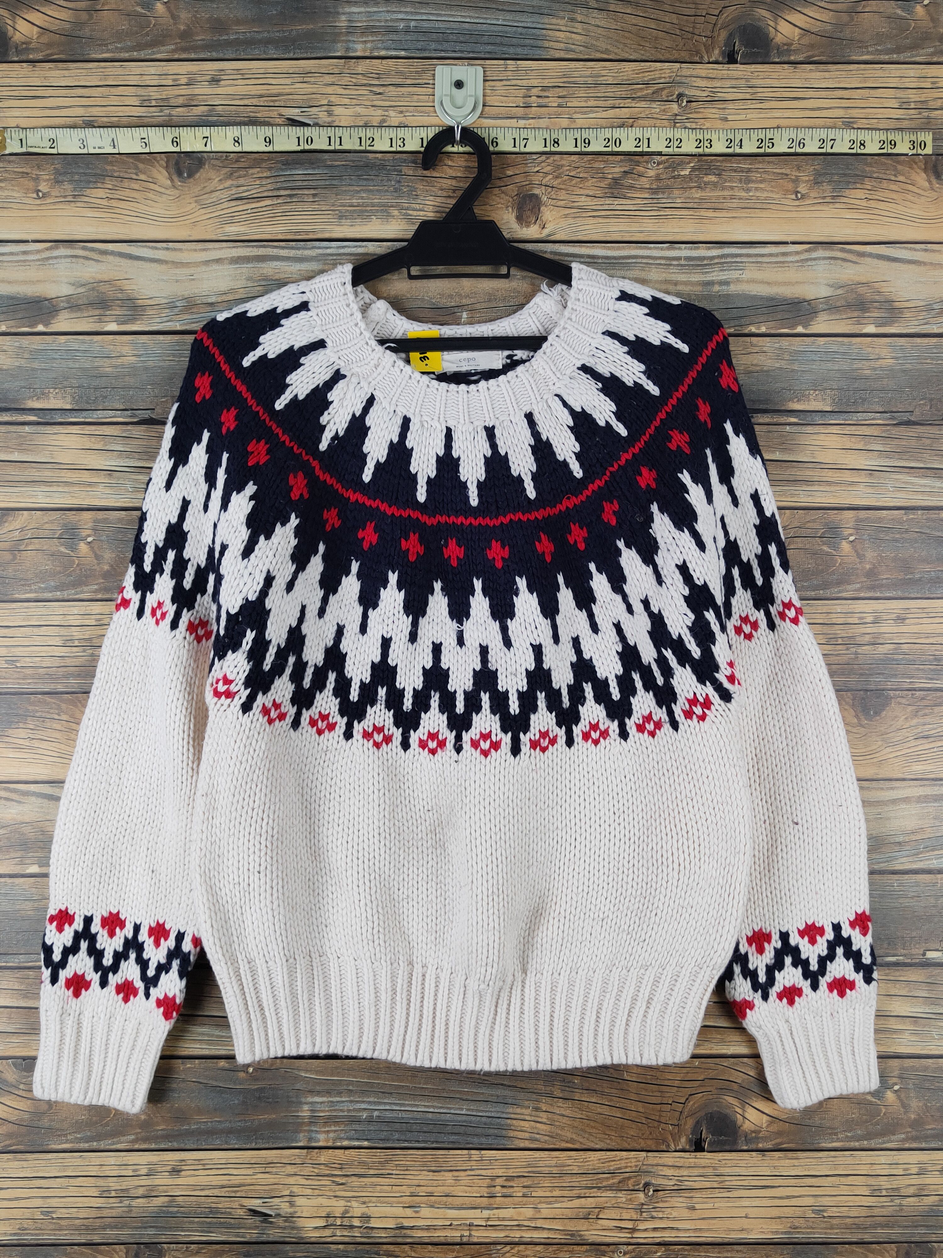 Homespun Knitwear Cepo Ivory art Knitwear Sweatshirts #W1641 Size US S / EU 44-46 / 1 - 1 Thumbnail