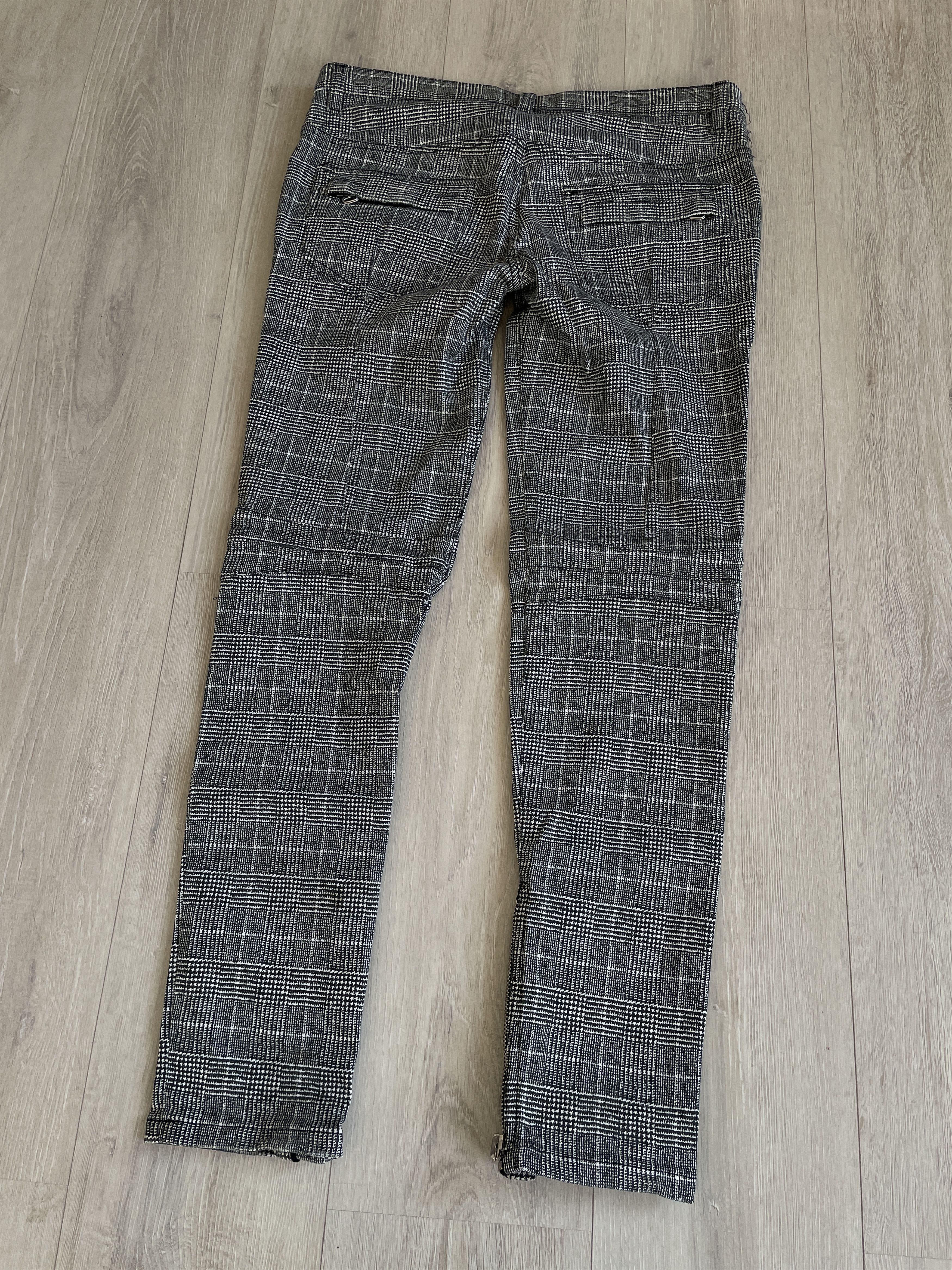 Balmain Balmain AW08 grey tartan biker jeans by Christophe Decarnin Size US 30 / EU 46 - 7 Thumbnail