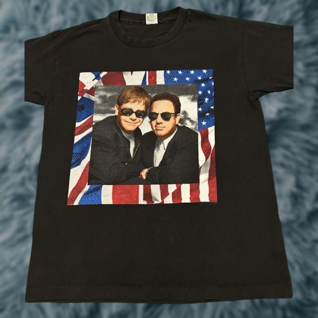 Vintage VINTAGE Elton John Billy Joel Tour 1995 Tee Shirt Band Mens XL Black 90s Music VTG Shirt Size US XL / EU 56 / 4 - 1 Thumbnail