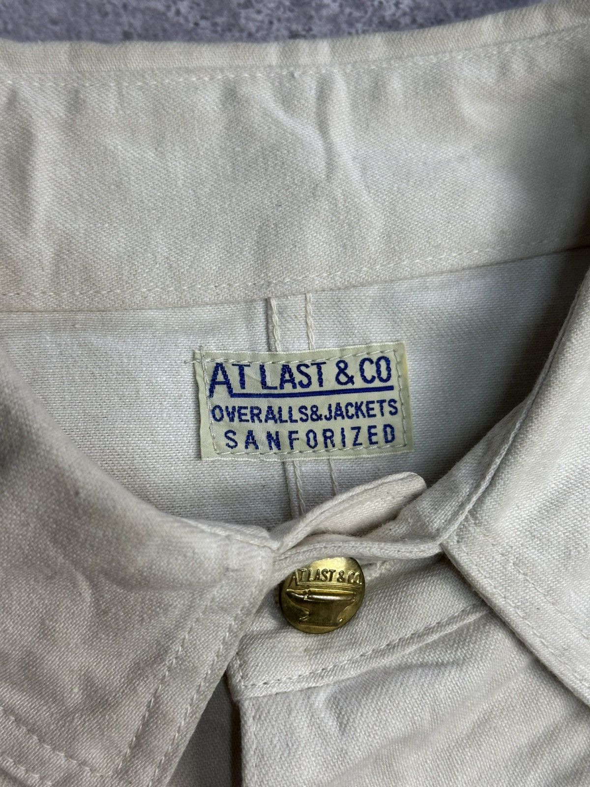 At Last & Co Vintage At Last & Co Japanese Denim Jacket Ivory Butcher Size US L / EU 52-54 / 3 - 8 Thumbnail