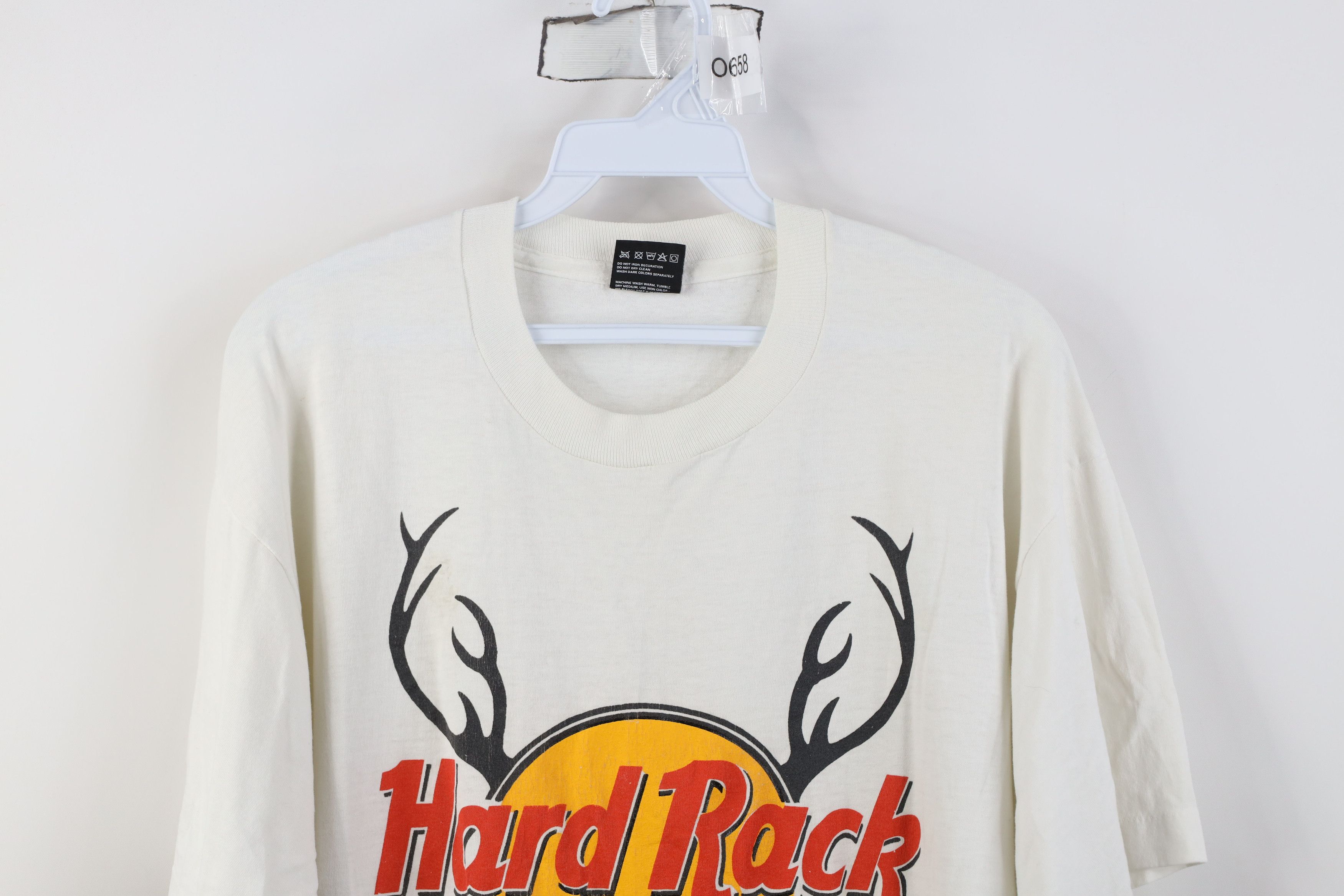 Vintage Vintage 90s Streetwear Hard Rack Cafe Hunting Deer T-Shirt Size US XL / EU 56 / 4 - 2 Thumbnail