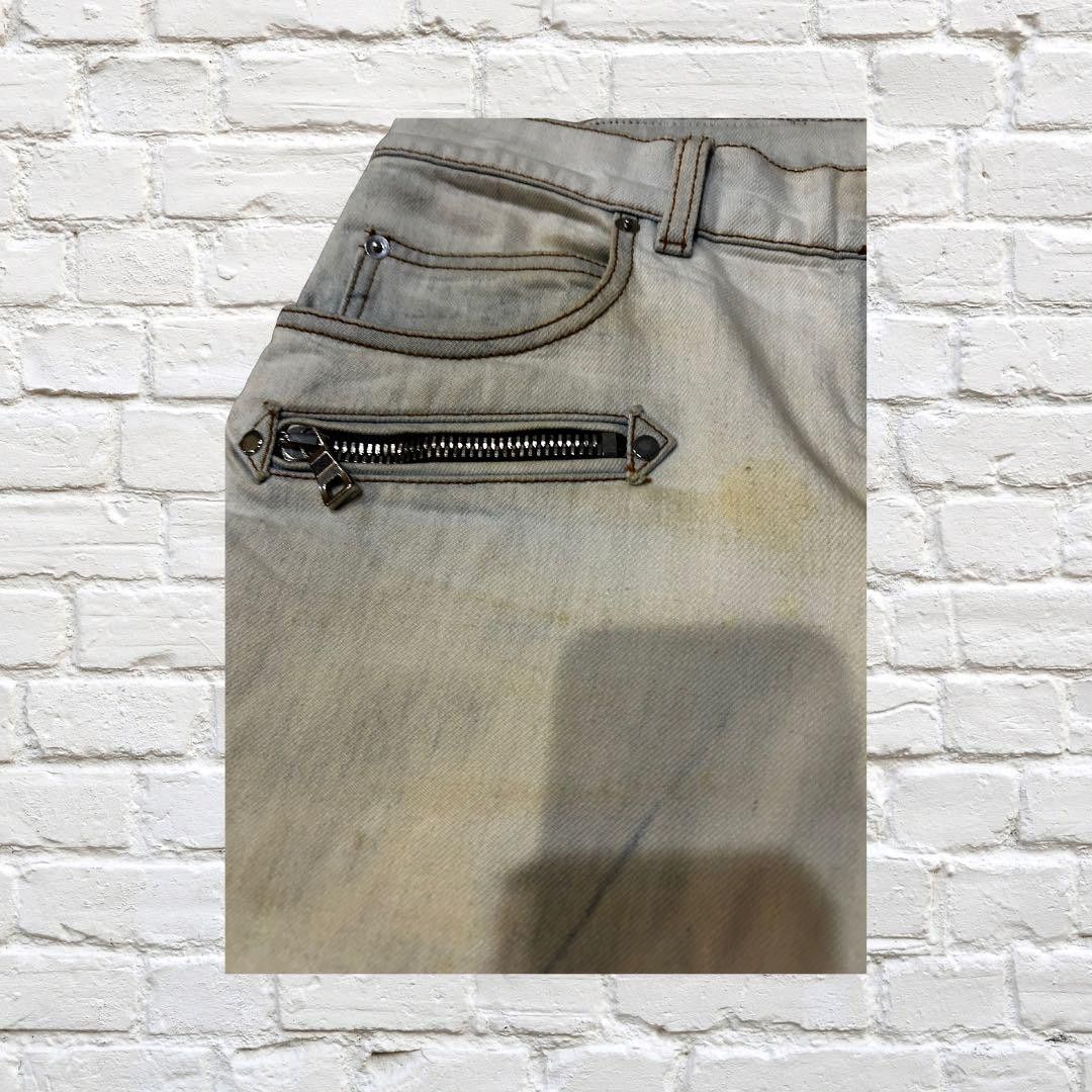 Balmain BALMAIN Biker Denim Pants Blue 30 Size US 33 - 3 Thumbnail