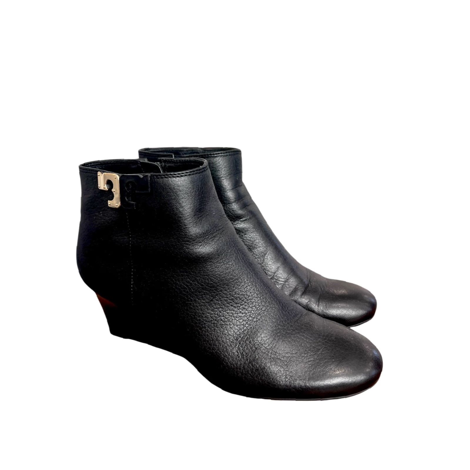 Tory Burch Tory Burch Brooke Black Ankle Wedge Boots Woman Size 9 EUC Pebbled Leather Leather M" Size US 9 / IT 39 - 2 Thumbnail