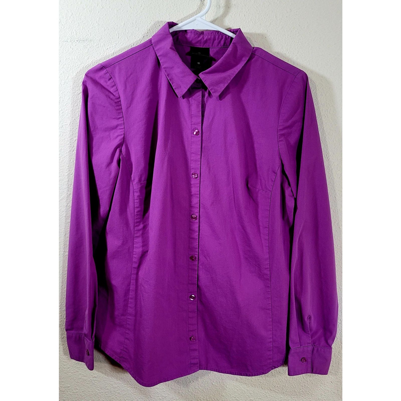 Other Worthington Purple Button Up Pointed Collar Top 10 Size L / US 10 / IT 46 - 6 Thumbnail