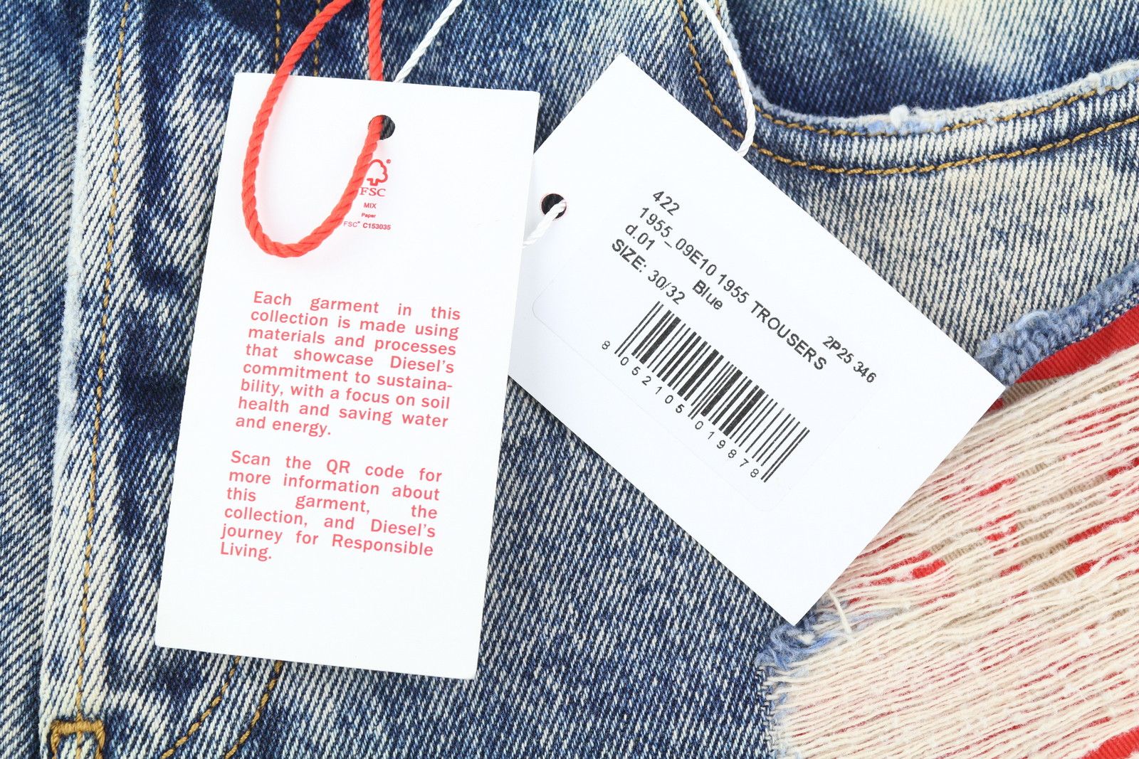 Diesel 1955 09E10 W30/L32 Blue Regular Straight Distress 85397 Size US 30 / EU 46 - 10 Thumbnail