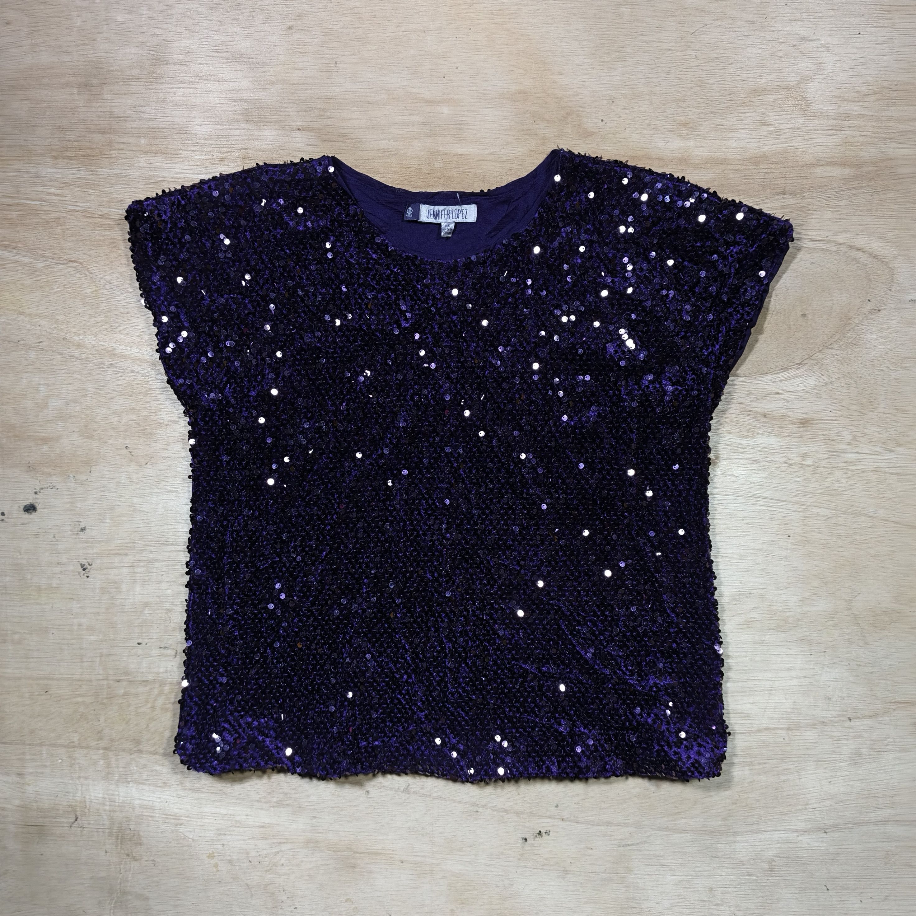 Jennifer Lopez Jennifer Lopez Purple Sequin Cap Sleeve Top Size XS / US 0-2 / IT 36-38 - 1 Thumbnail