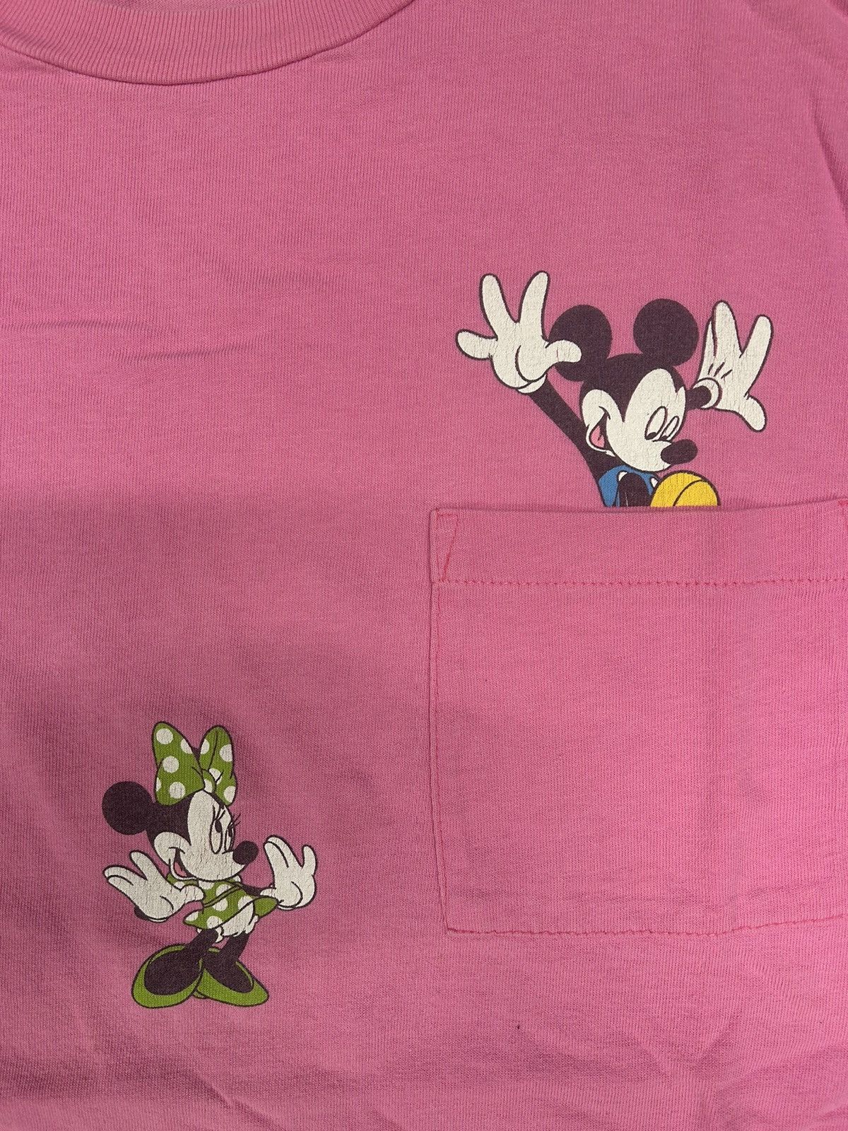 Disney × Mickey Mouse × Vintage Crazy Vintage 90s Essential Pink Mickey Mouse Pocket T-Shirt Size US XL / EU 56 / 4 - 2 Thumbnail