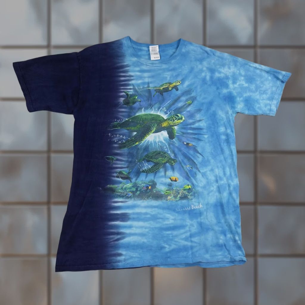 Gildan Sea Turtle Navarre Beach Shirt Mens Large Blue Tie Dye Gildan 90s Ocean Graphic T-Shirt Size US L / EU 52-54 / 3 - 1 Thumbnail