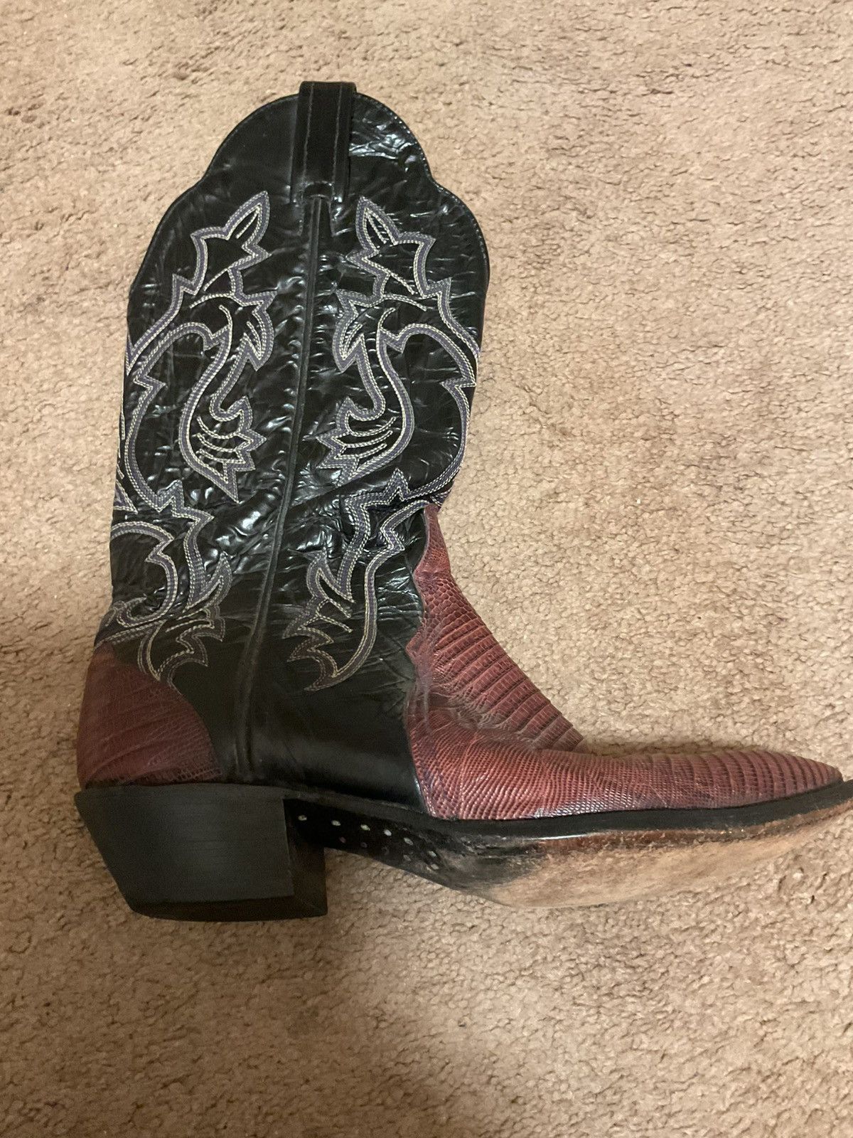 Tony Lama Vintage Tony Lama Black/Maroon Western Boots Size 7 Size US 7 / IT 37 - 7 Thumbnail