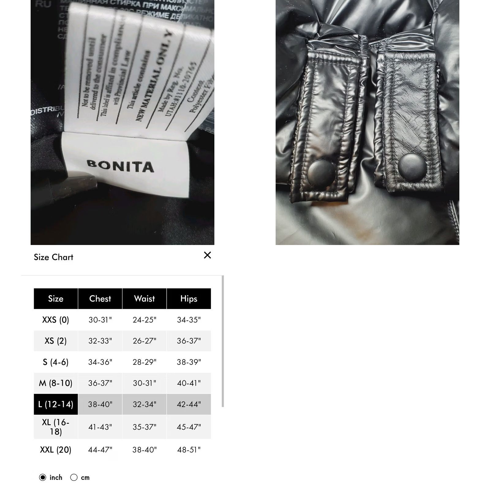 Vintage NOIZE Bonita Short Puffer Jacket Black Metallic Women's L Windproof Water Resistant Incl. Belt Logo Hooded Full Zip Insulated Winter Slim/Regular Fit Size 36" / US 14 / IT 50 - 9 Thumbnail