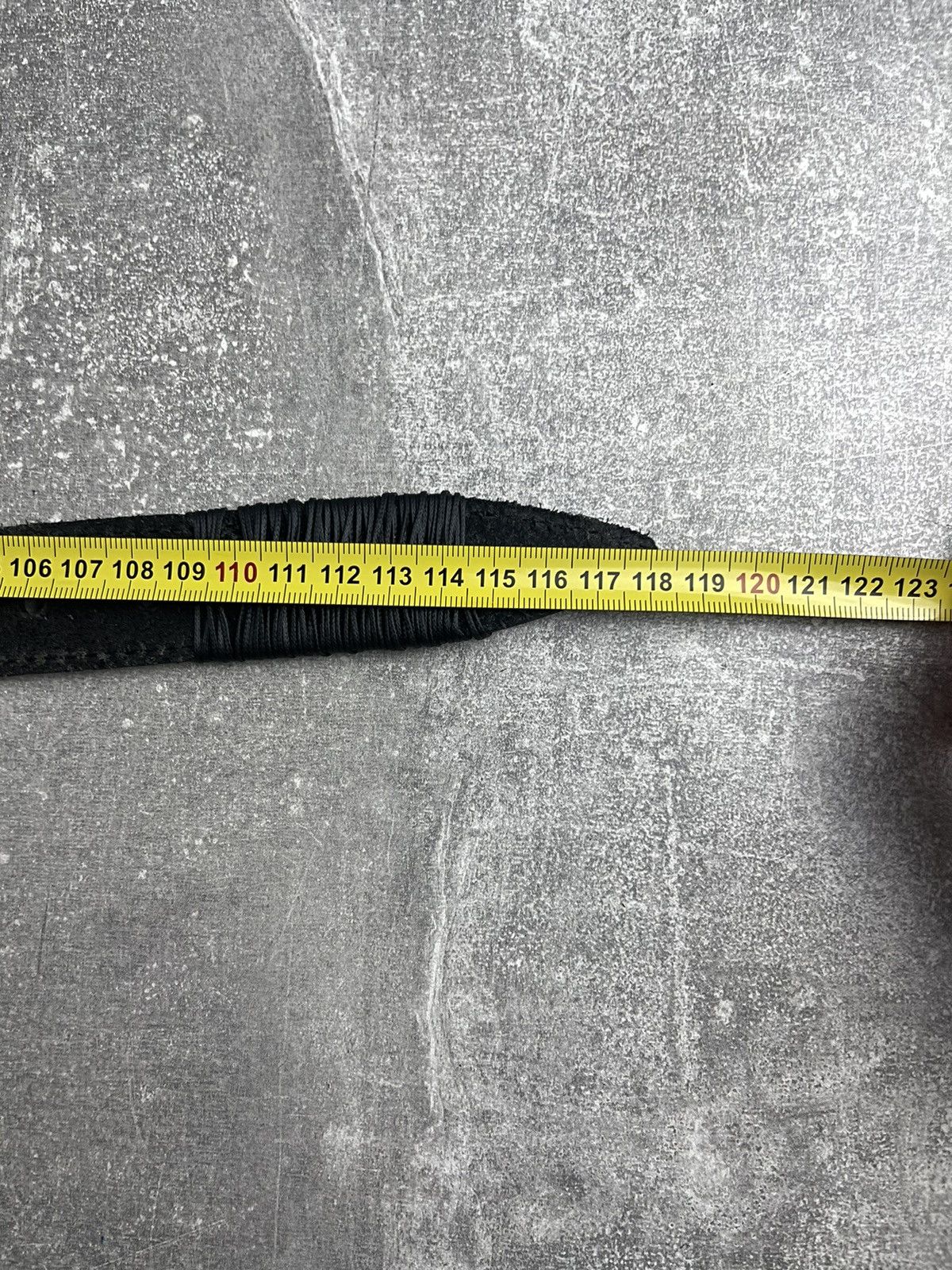 Genuine Leather Black Avant Garde Vintage Leather Belt Handcrafted Artisan Size 44 - 9 Thumbnail