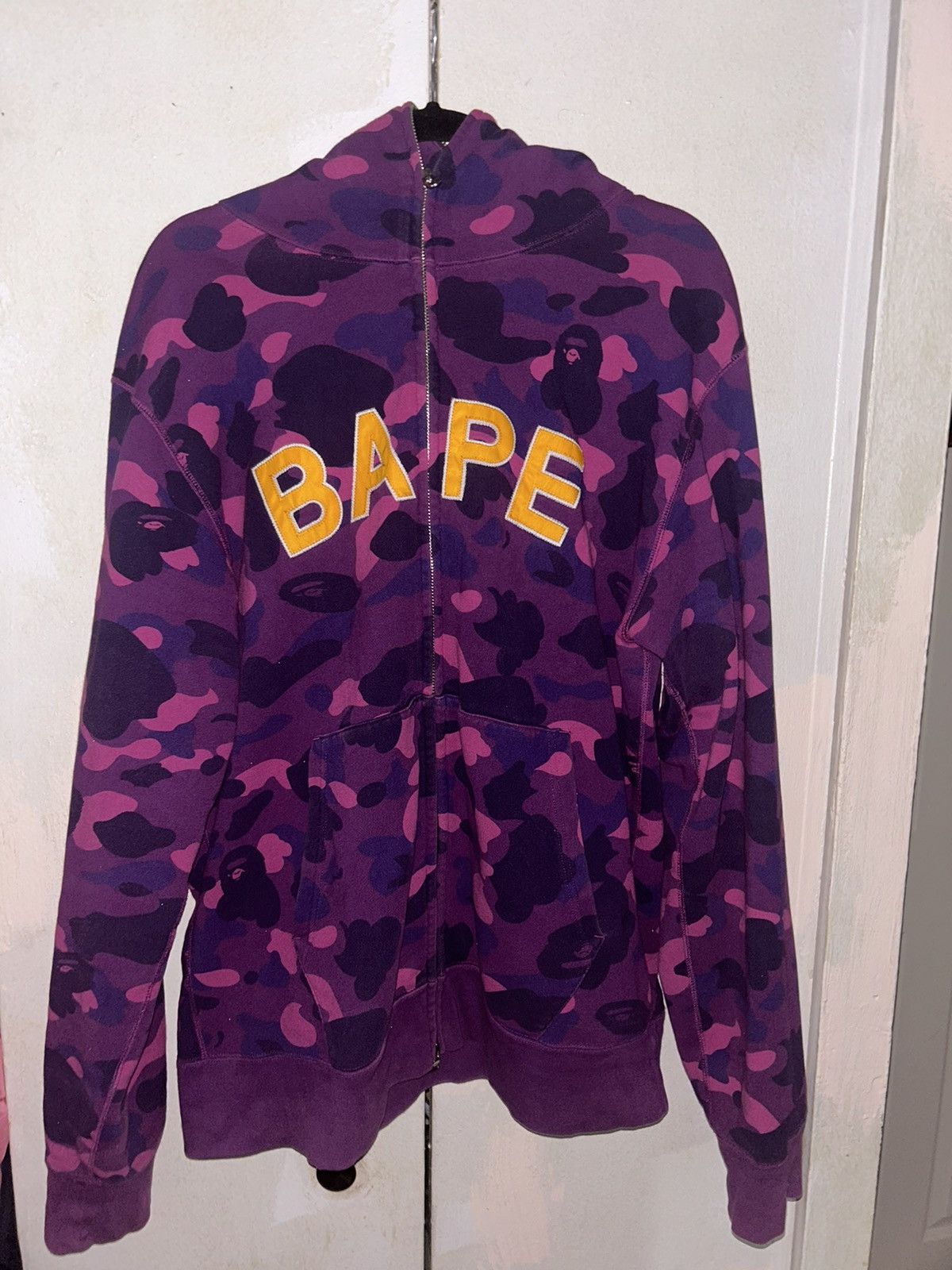 image of Bape Color Camo Full Zip Hoodie (Fw19) Purple, Men's (Size 2XL)