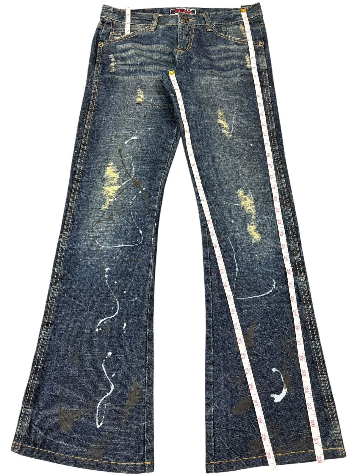 Hysteric Glamour Vintage Japanese Painted Splattered Distress Flare Jeans Size 31" - 11 Thumbnail
