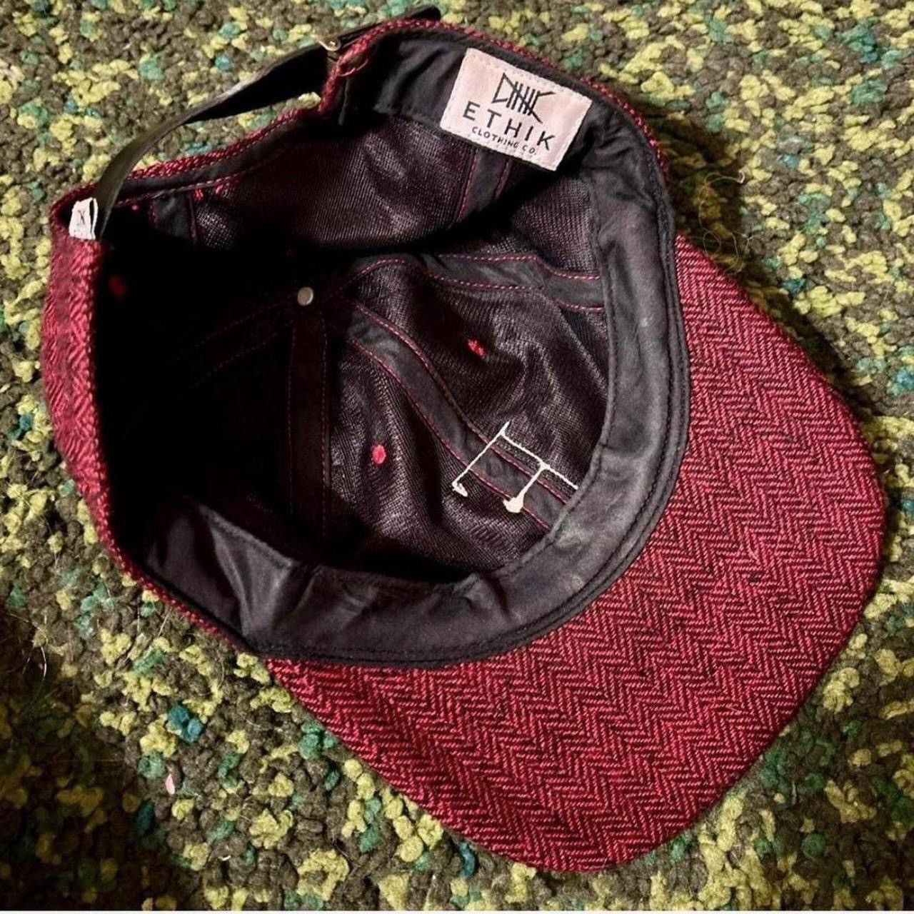 Ethik Ethik Embroidered Burgundy Herringbone Hat Size ONE SIZE - 2 Thumbnail