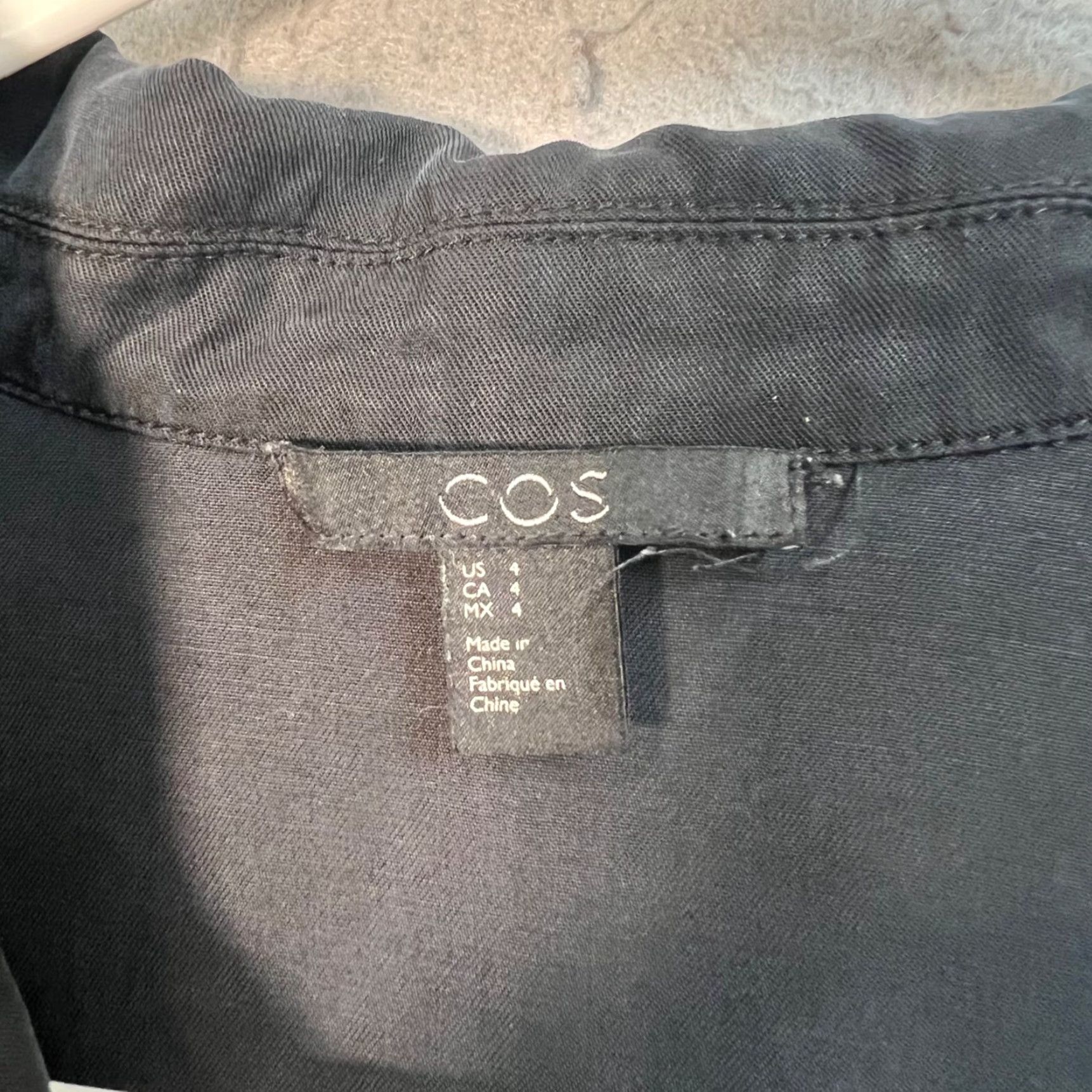 Cos COS Womens Button-Up Shirt Black Lyocell Relaxed Long Sleeve - Size 4 - Classic Collared Casual Blouse Size S / US 4 / IT 40 - 3 Thumbnail
