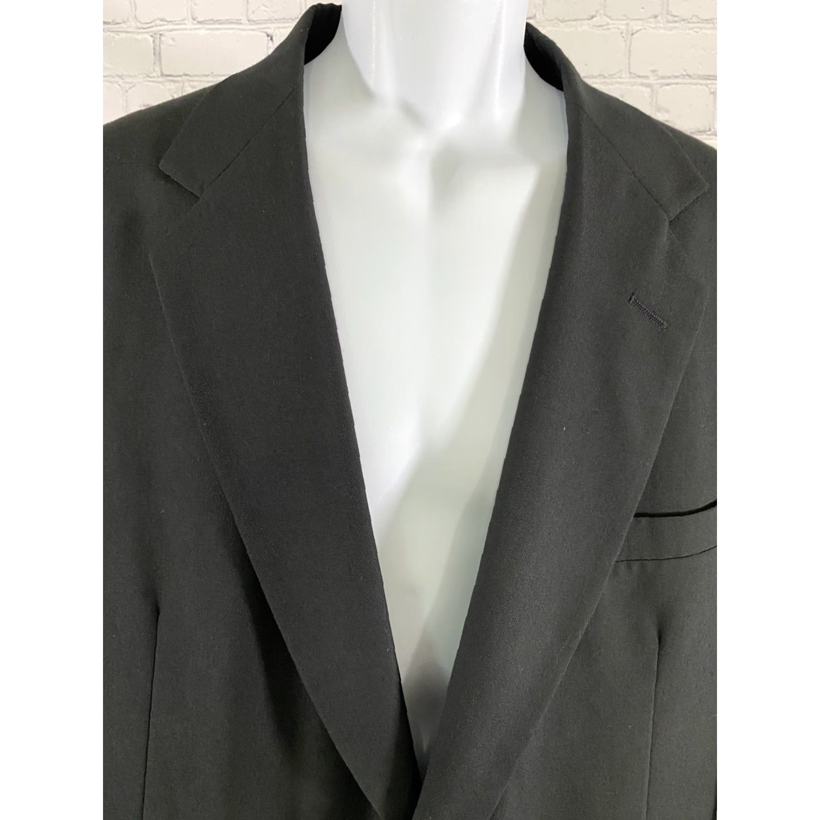 Vintage Towncraft Jacket Black 46L Two Button Blazer Sport Coat Polyester Wool Size 46R - 5 Thumbnail