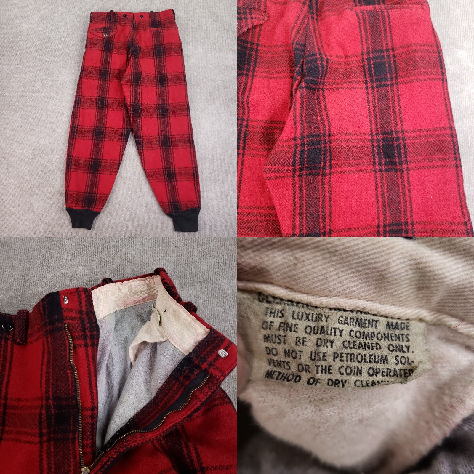 Vintage Wool Hunting Pants VINTAGE Mens 30x26 Red Black Buffalo Plaid Snug Ankle Size US 30 / EU 46 - 8 Thumbnail