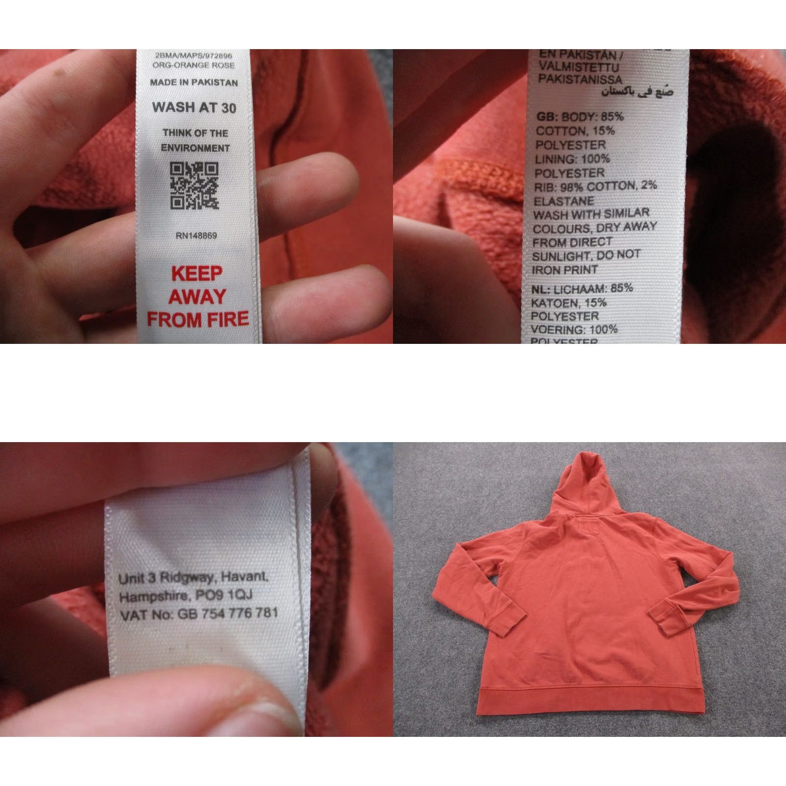 FatFace Fat Face Hoodie Orange Pullover Casual Work Outdoor Mens L Size US L / EU 52-54 / 3 - 8 Thumbnail