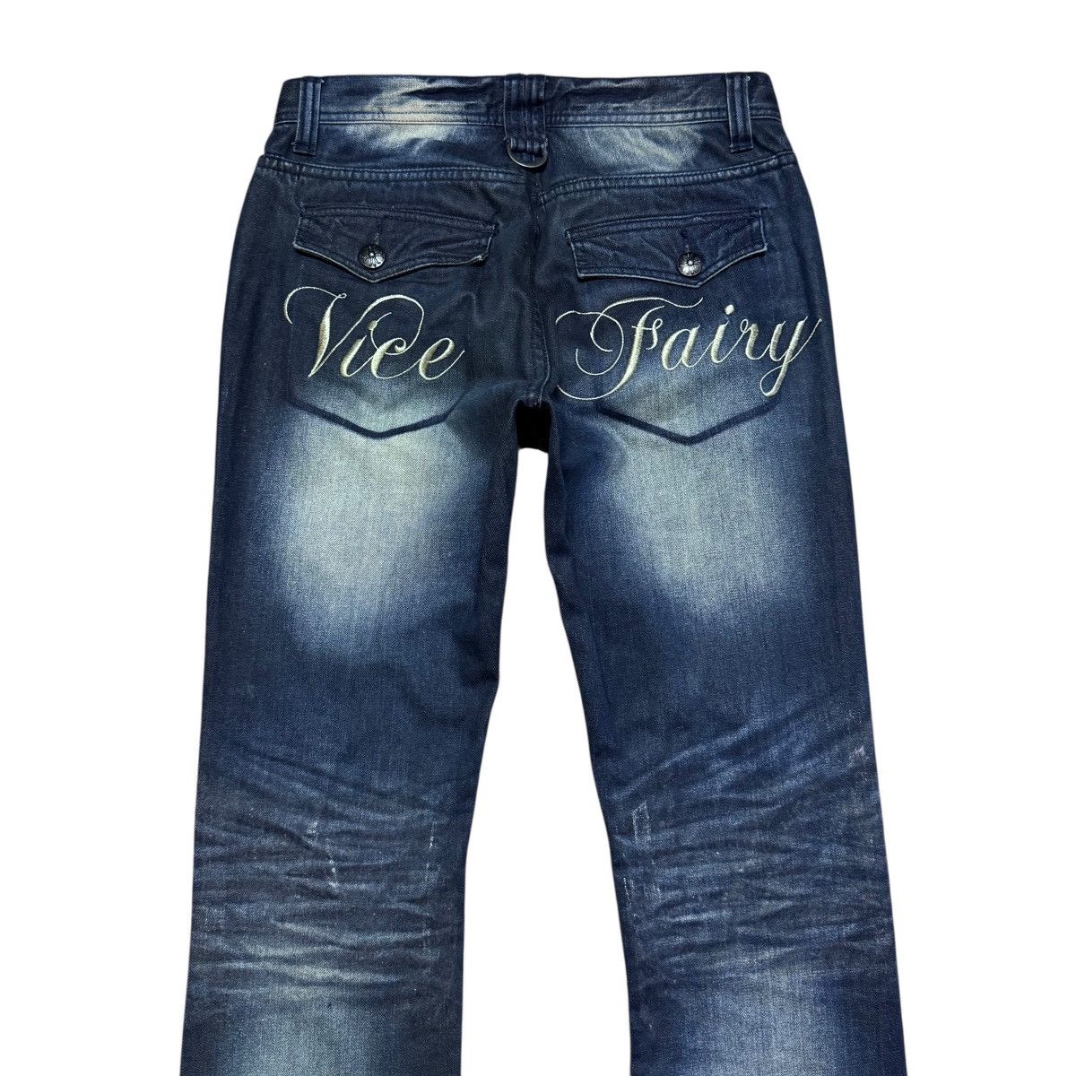 Le Grande Bleu (L.G.B.) Vice Fairy Whisker Distressed Denim Flare Jeans Size US 30 / EU 46 - 10 Thumbnail