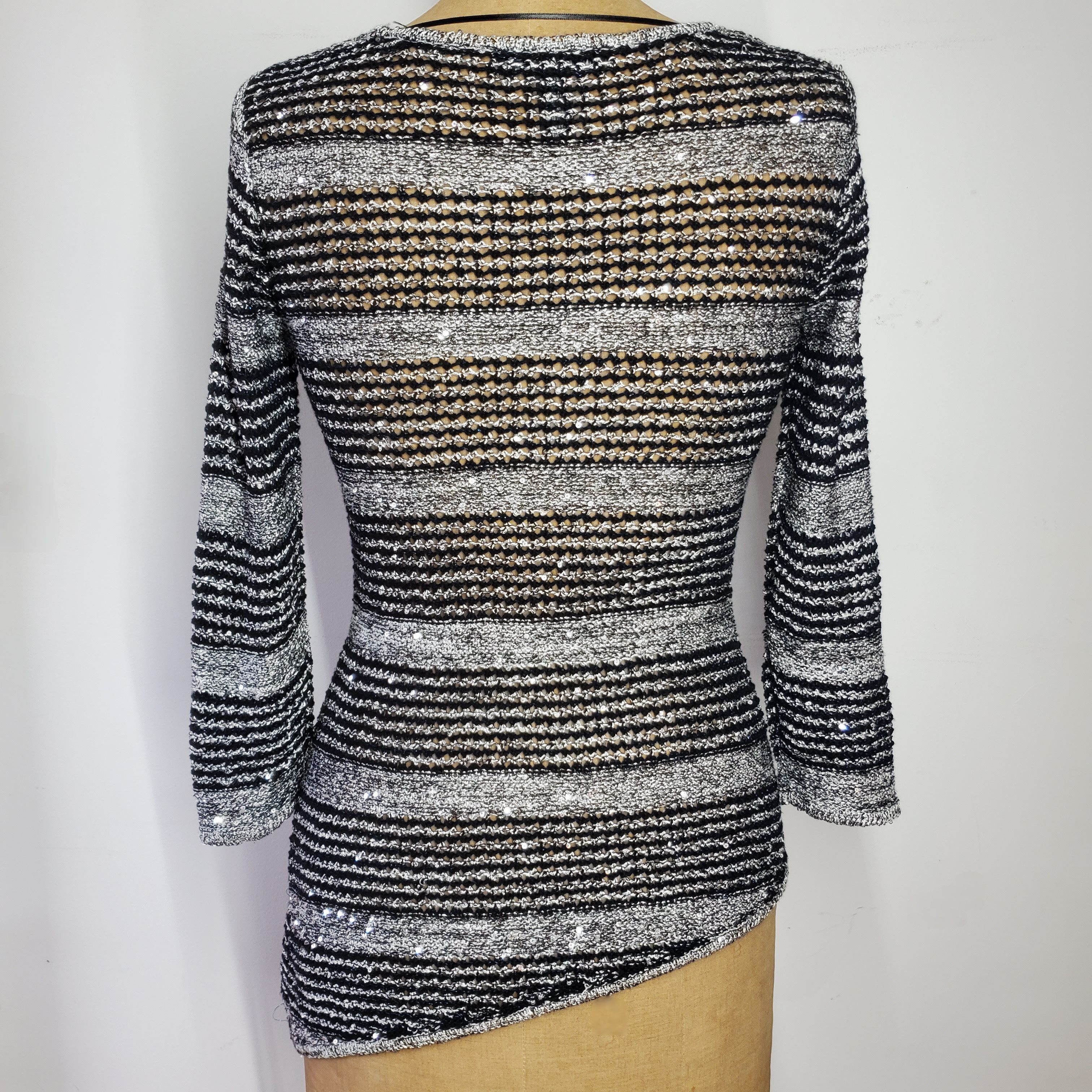 I.N.C INC International Size S Knit Sweater Striped Silver Black Size S / US 4 / IT 40 - 3 Thumbnail