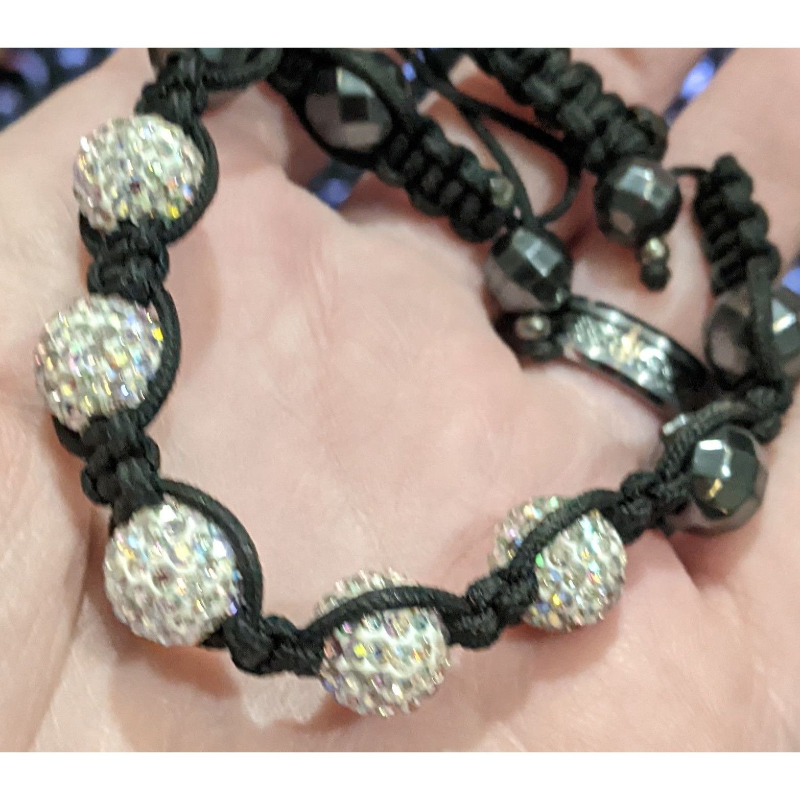 Other Black Aurora Borealis Beaded Shambala Bracelet Size ONE SIZE - 5 Thumbnail