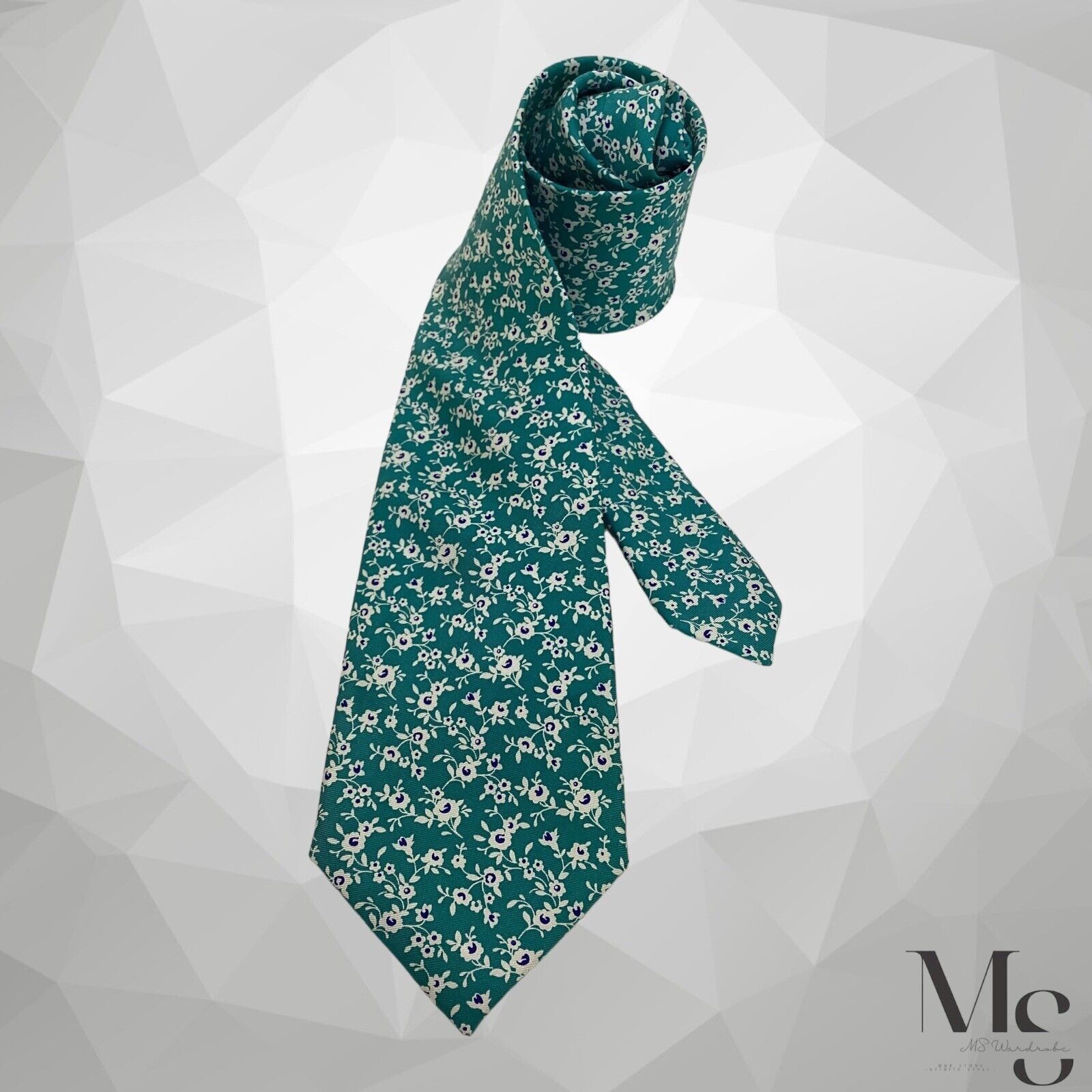Tommy Hilfiger TOMMY HILFIGER Green Floral Silk Tie W: 3" EX COND Size ONE SIZE - 1 Thumbnail