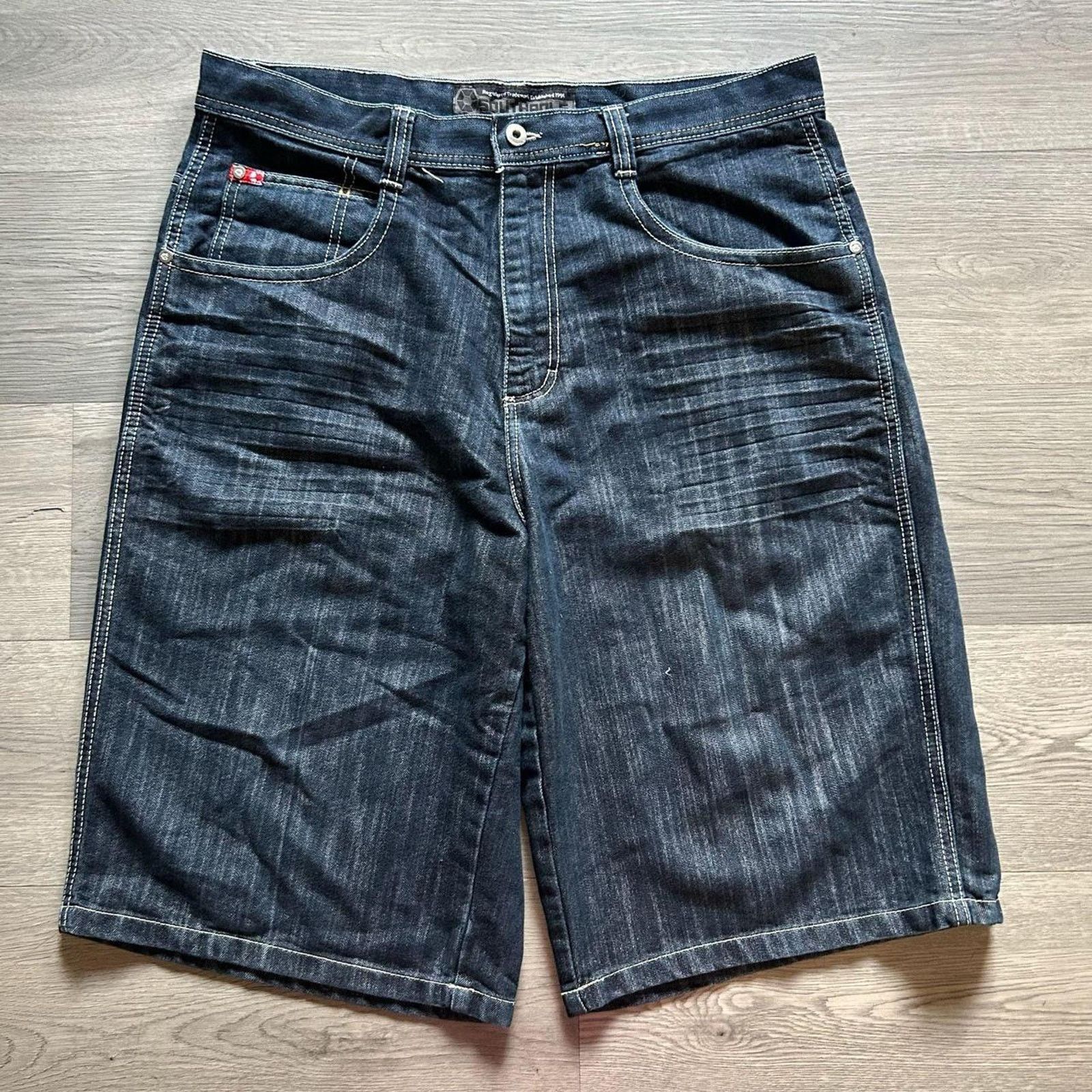 Southpole Y2k Southpole Baggy Raw Indigo Denim Jorts Size 38 Red Tab Size US 38 / EU 54 - 2 Thumbnail