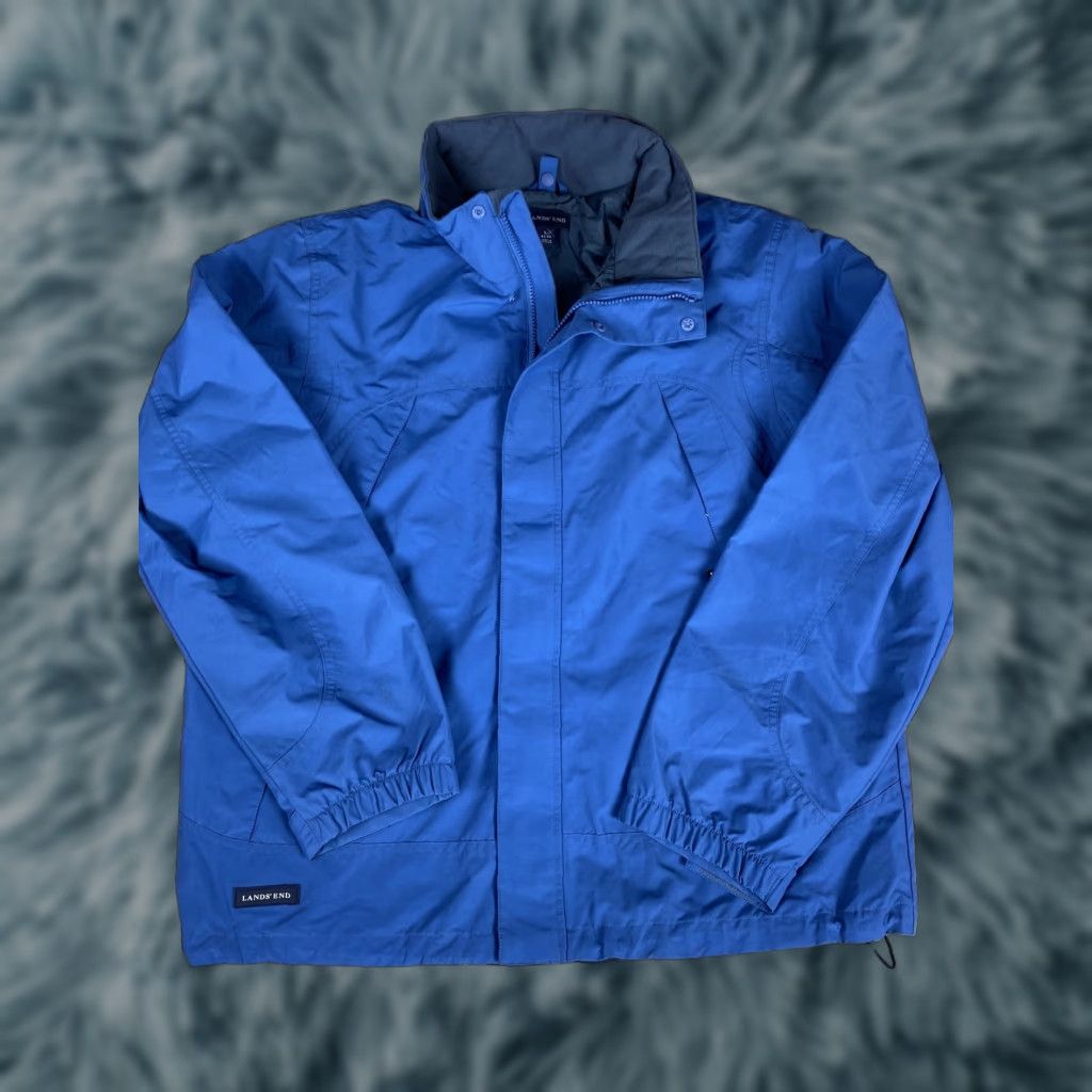 Lands' End VINTAGE Lands End Blue Mens Windbreaker Rain Jacket L Size US L / EU 52-54 / 3 - 1 Thumbnail