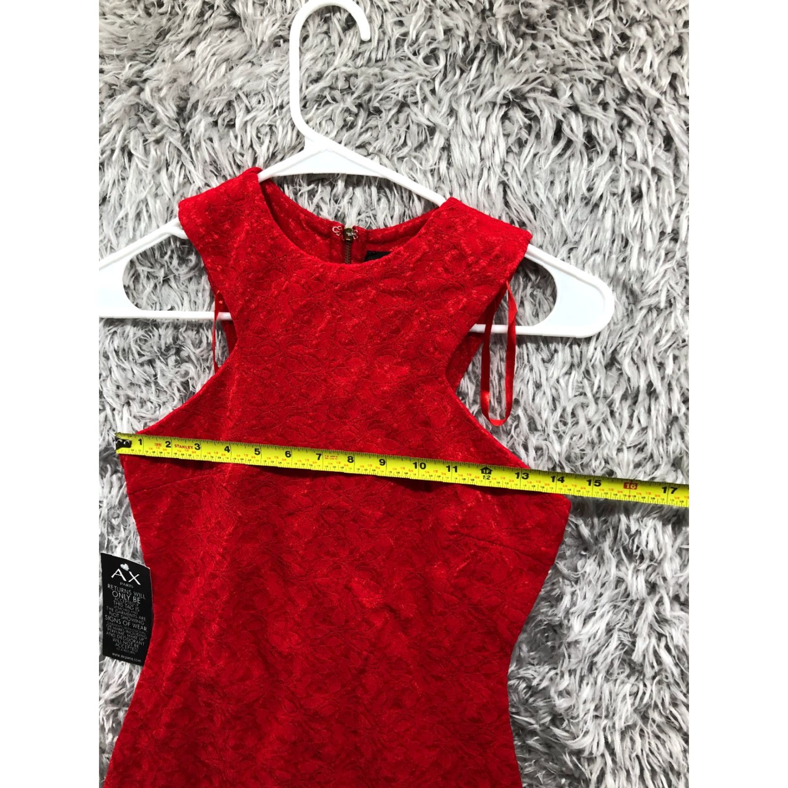 Vintage AX PARIS Cut In Neck Midi Dress Size 4 Womens Bonded Lace Red Dress Size S / US 4 / IT 40 - 3 Thumbnail