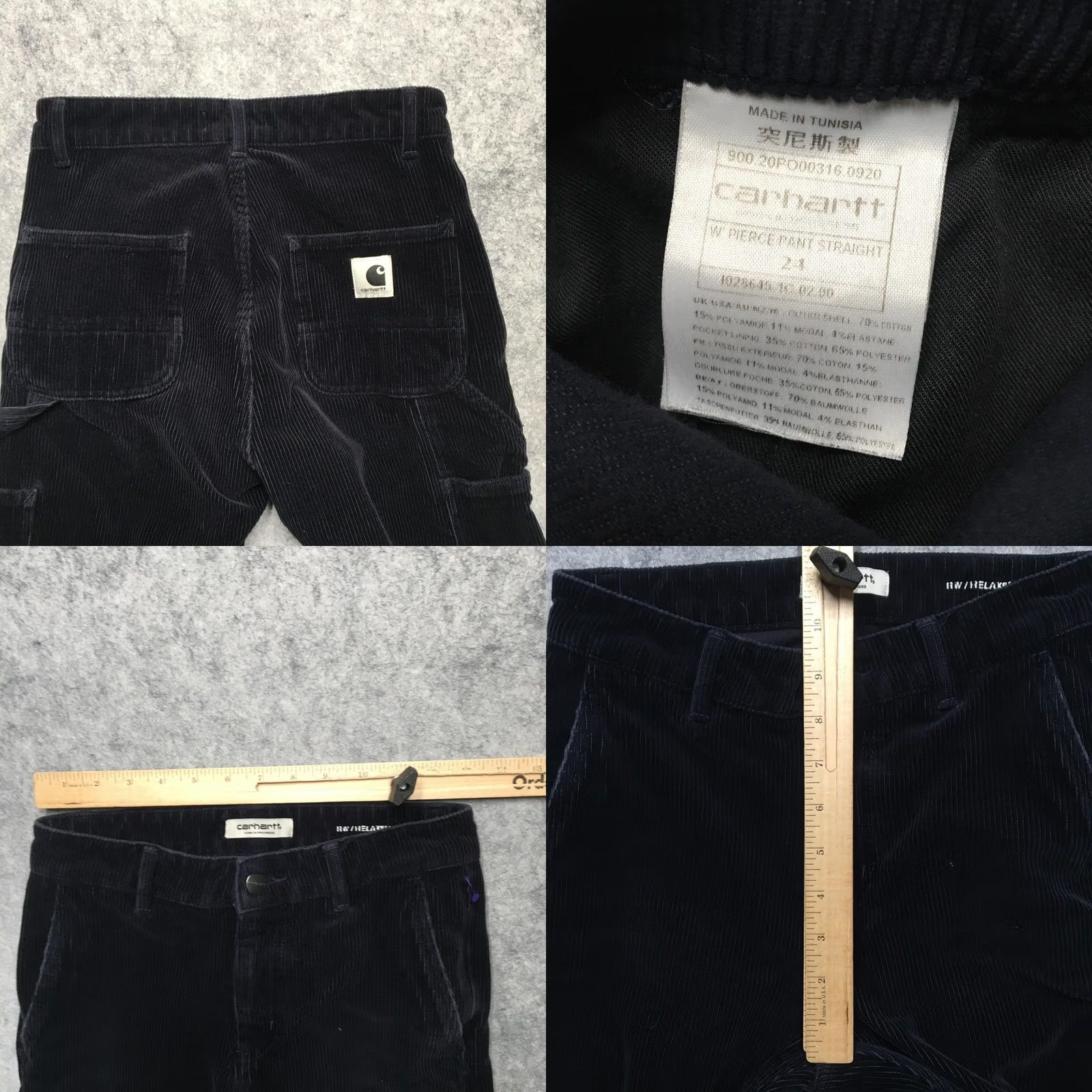 Carhartt VINTAGE Carhartt WIP Pierce Pant Straight Pants Womens 24 Black Corduroy Carpenter Skate Size 42" / US 20 - 8 Thumbnail