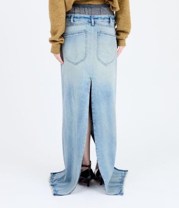 Maison Margiela o1bcso1str0526 Long Denim Skirt in Light Blue Size 26" / US 2 / IT 38 - 5 Thumbnail