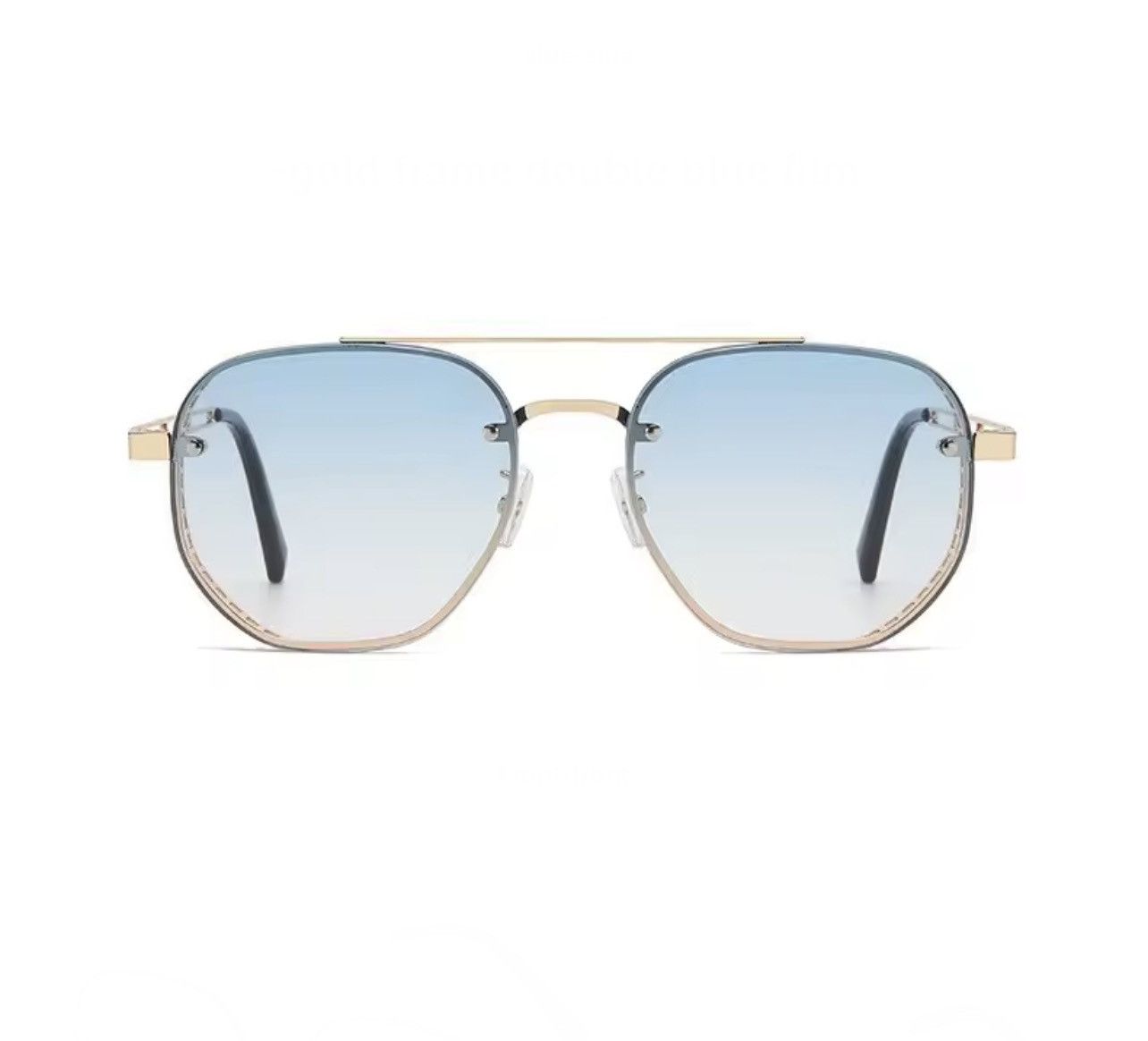 Other Luxury Gold Aviator Sunglasses with Blue Gradient Lenses Size ONE SIZE - 2 Thumbnail