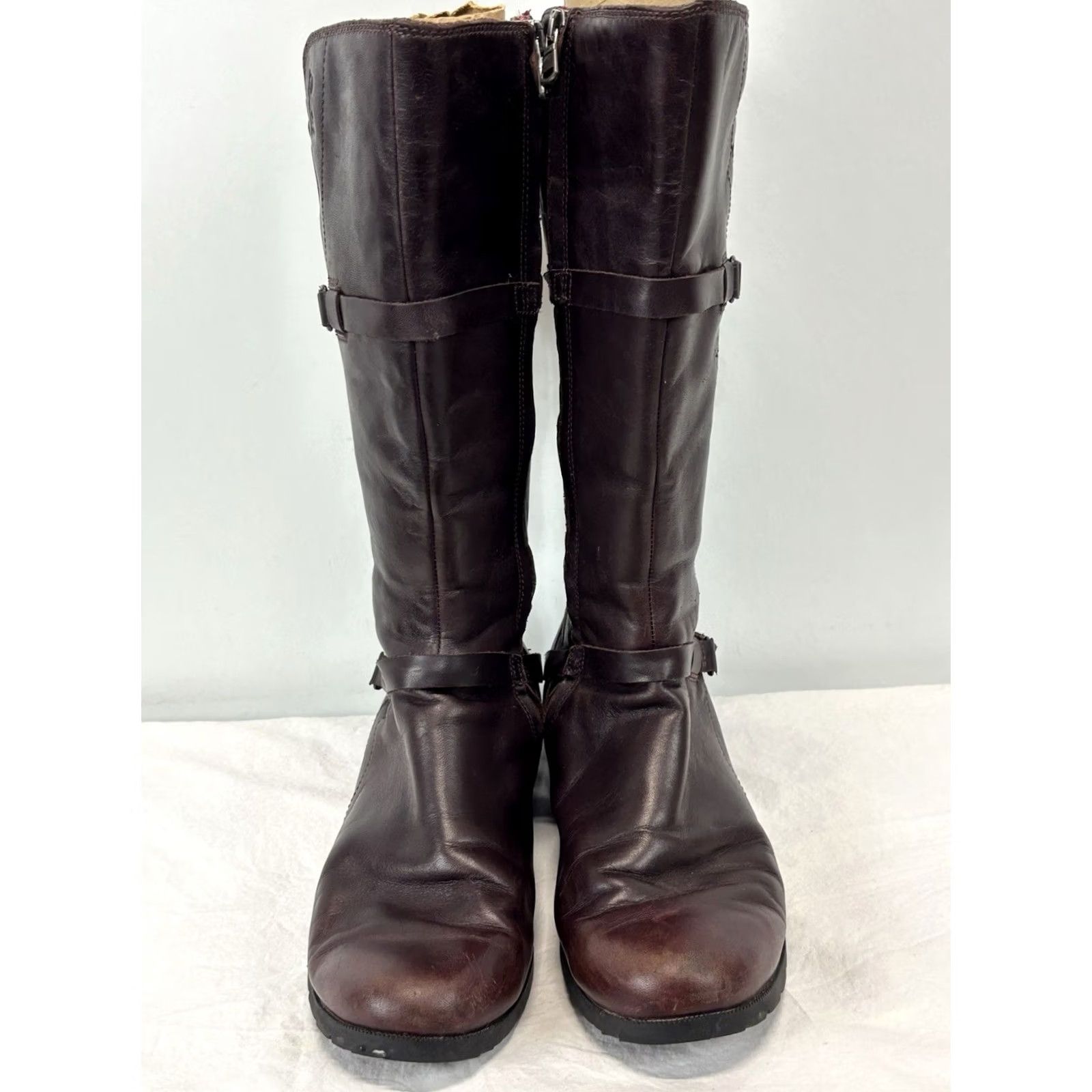 Teva Teva Womens Boot Riding 11 Brown Leather Zipper Waterproof Mid-Calf Block Heel Size US 11 / IT 41 - 3 Thumbnail