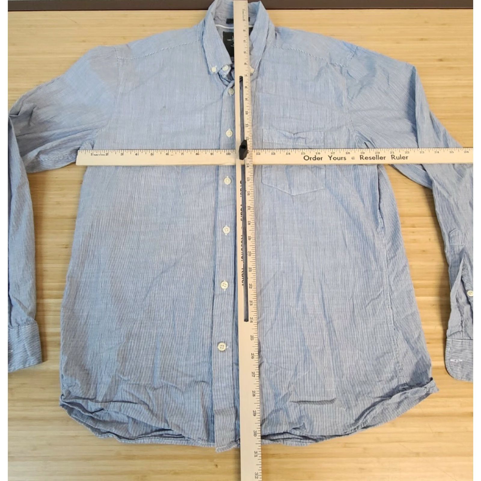 H&M LOGG H&M Button Up Shirt Mens L Navy Long Sleeve Regular Fit 100% Cotton Pocket Size US L / EU 52-54 / 3 - 3 Thumbnail