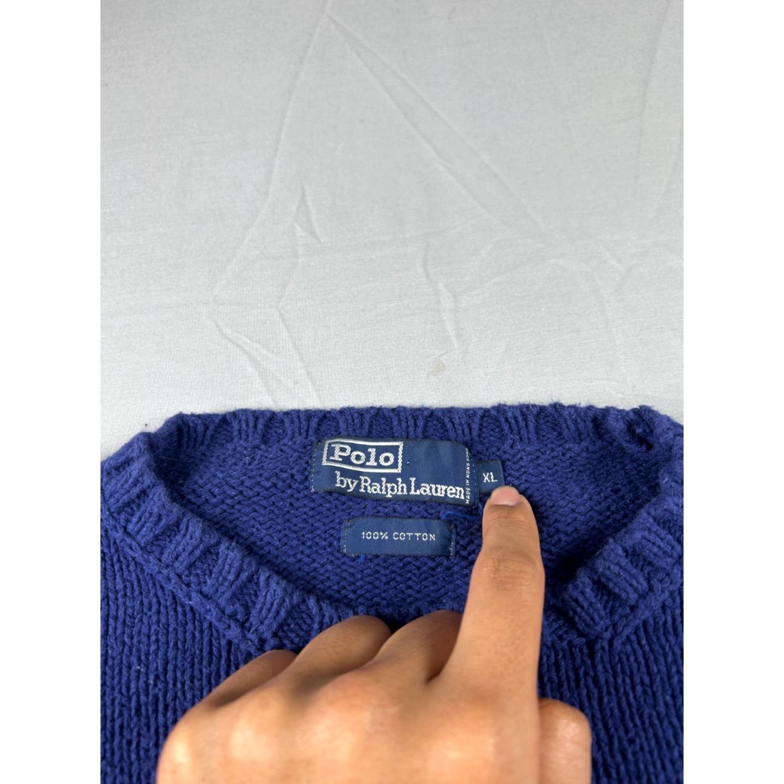 Polo Ralph Lauren VINTAGE Polo Ralph Lauren Sweater Mens XL Knit Blue Cotton Crewneck 90s Pullover Size US XL / EU 56 / 4 - 3 Thumbnail