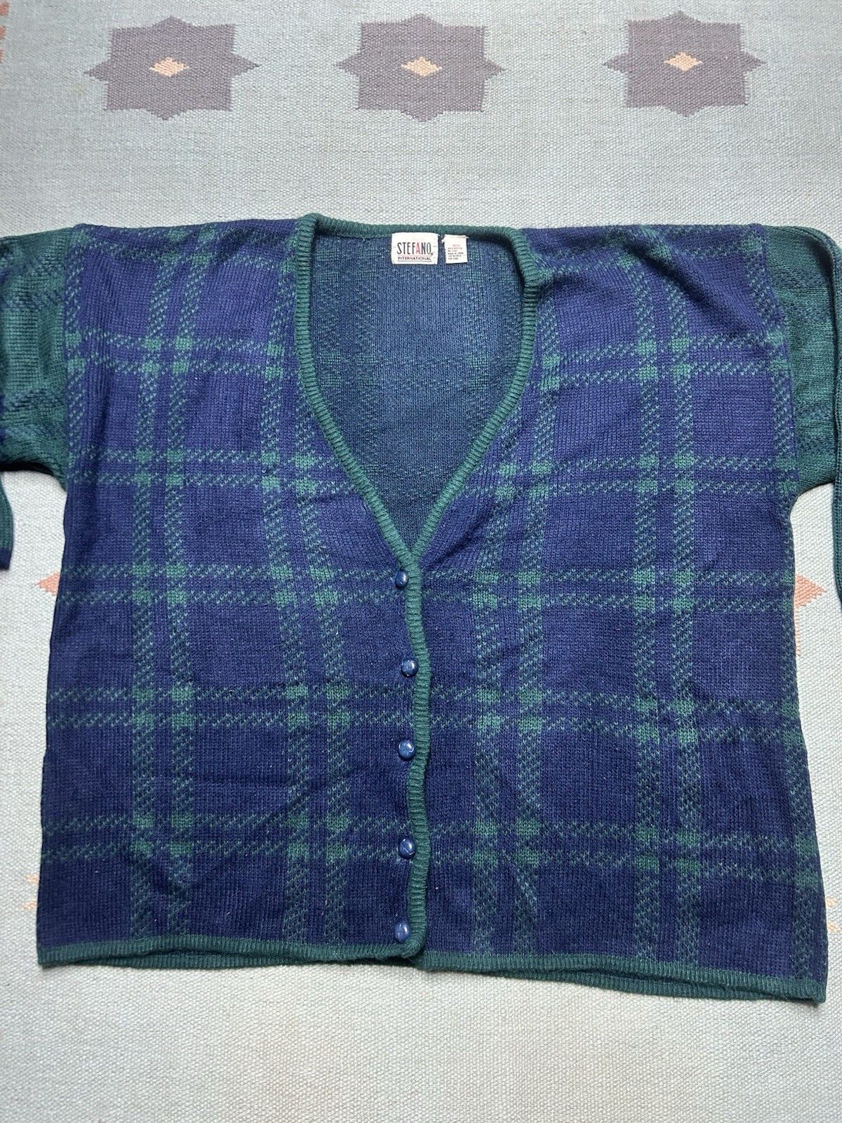 Vintage Stefano international cardigan sweater plaid women’s 26/28 Size XXL / US 16-18 / IT 52-54 - 2 Thumbnail