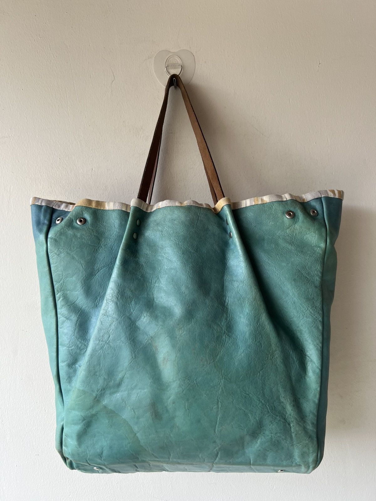 Leather Vintage Icaru Japan Faded Distressed Patina Leather Tote Bag Size ONE SIZE - 17 Thumbnail