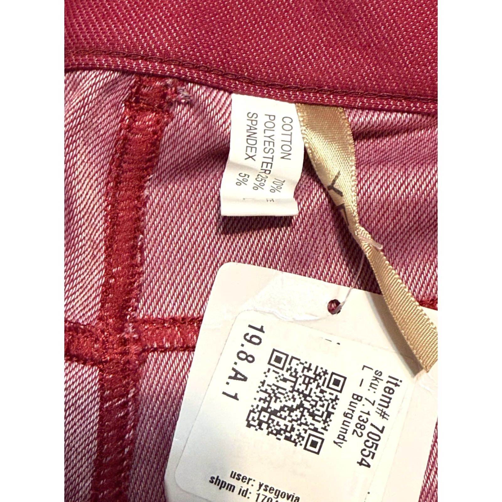 Vintage Yelete Pants Women's Large Burgundy Red Skinny Mid Rise NWT Size 36" / US 14 / IT 50 - 7 Thumbnail