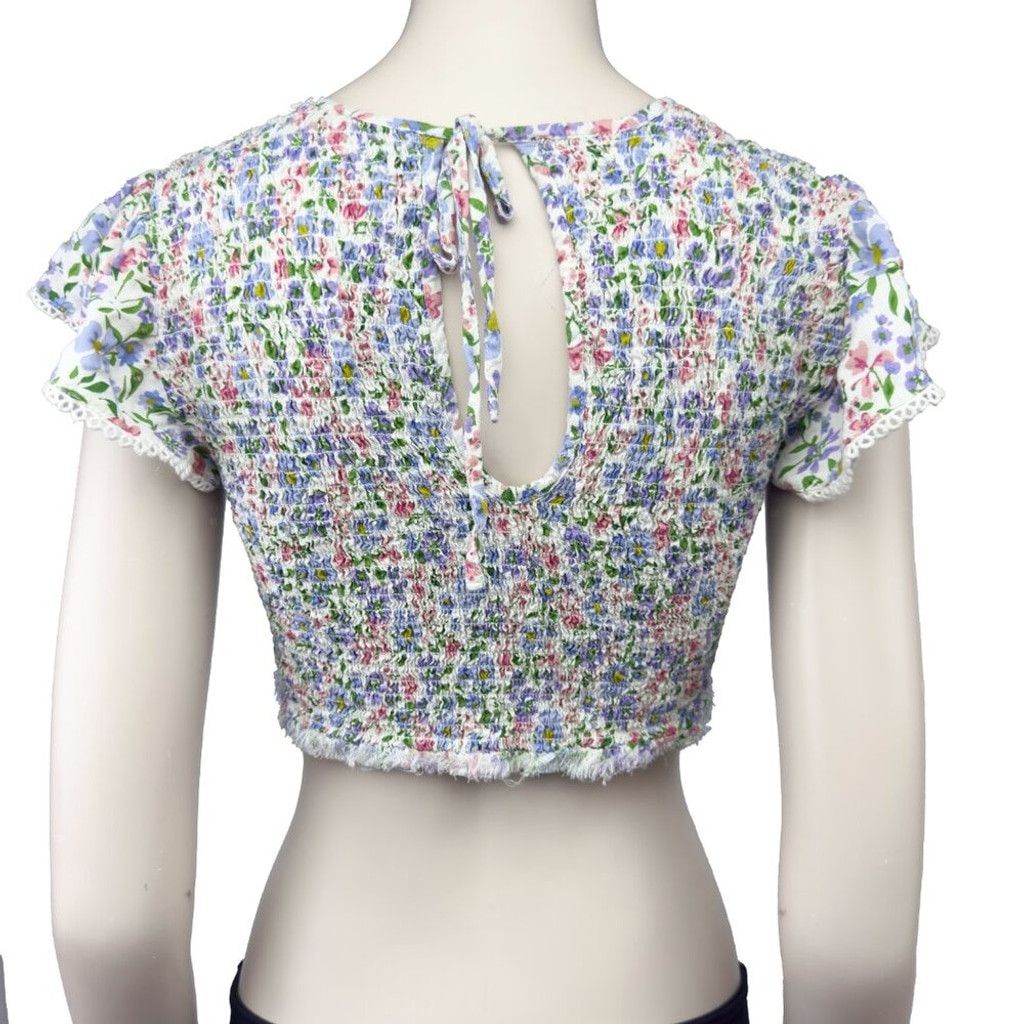 Anthropologie PATRONS OF PEACE Smocked Crop Top Summer Cottagecore sz M Size L / US 10 / IT 46 - 3 Thumbnail