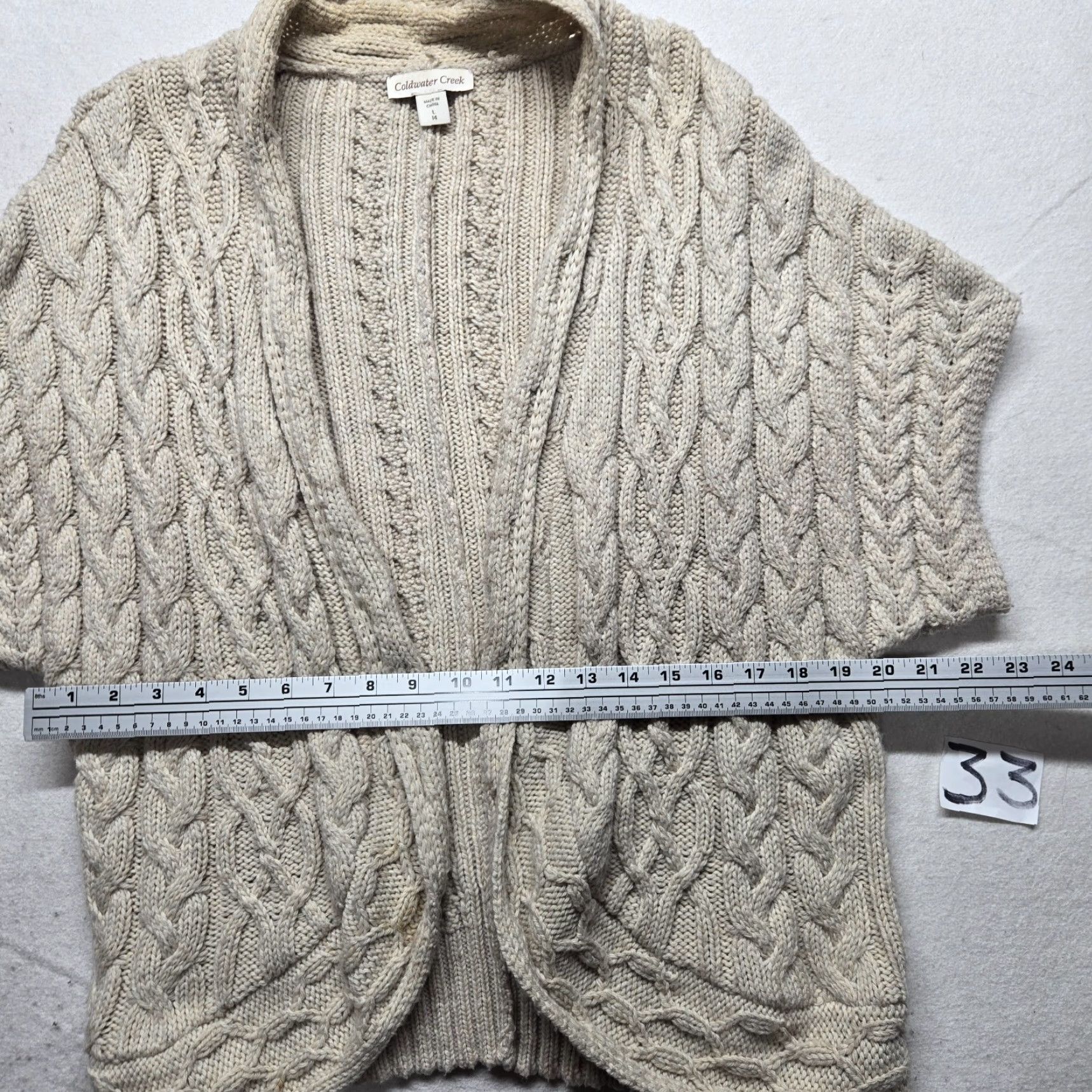 Coldwater Creek Cold Water Creek Cardigan Wool Blend Mix Cable Knit Open Front Tan Women's Large Size L / US 10 / IT 46 - 5 Thumbnail