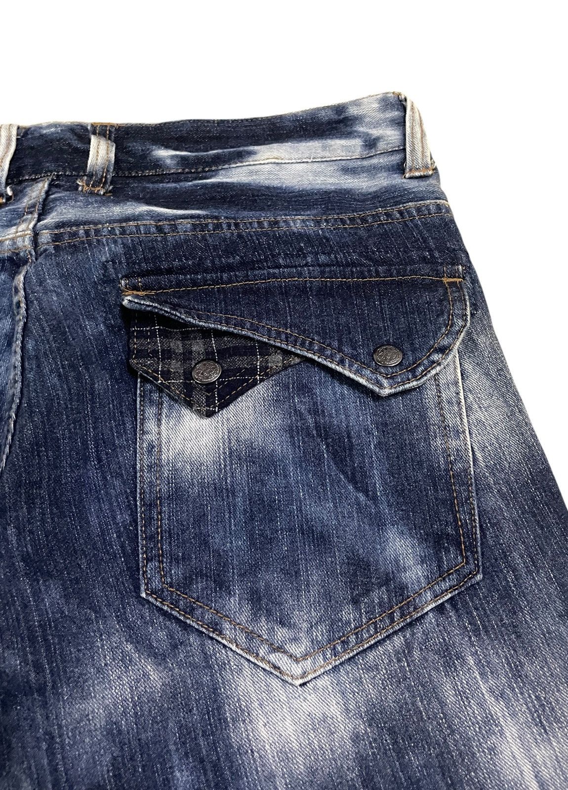 If Six Was Nine Rare Vintage Japanese Brand Root Three Bleach Jeans 2000s Size US 34 / EU 50 - 9 Thumbnail