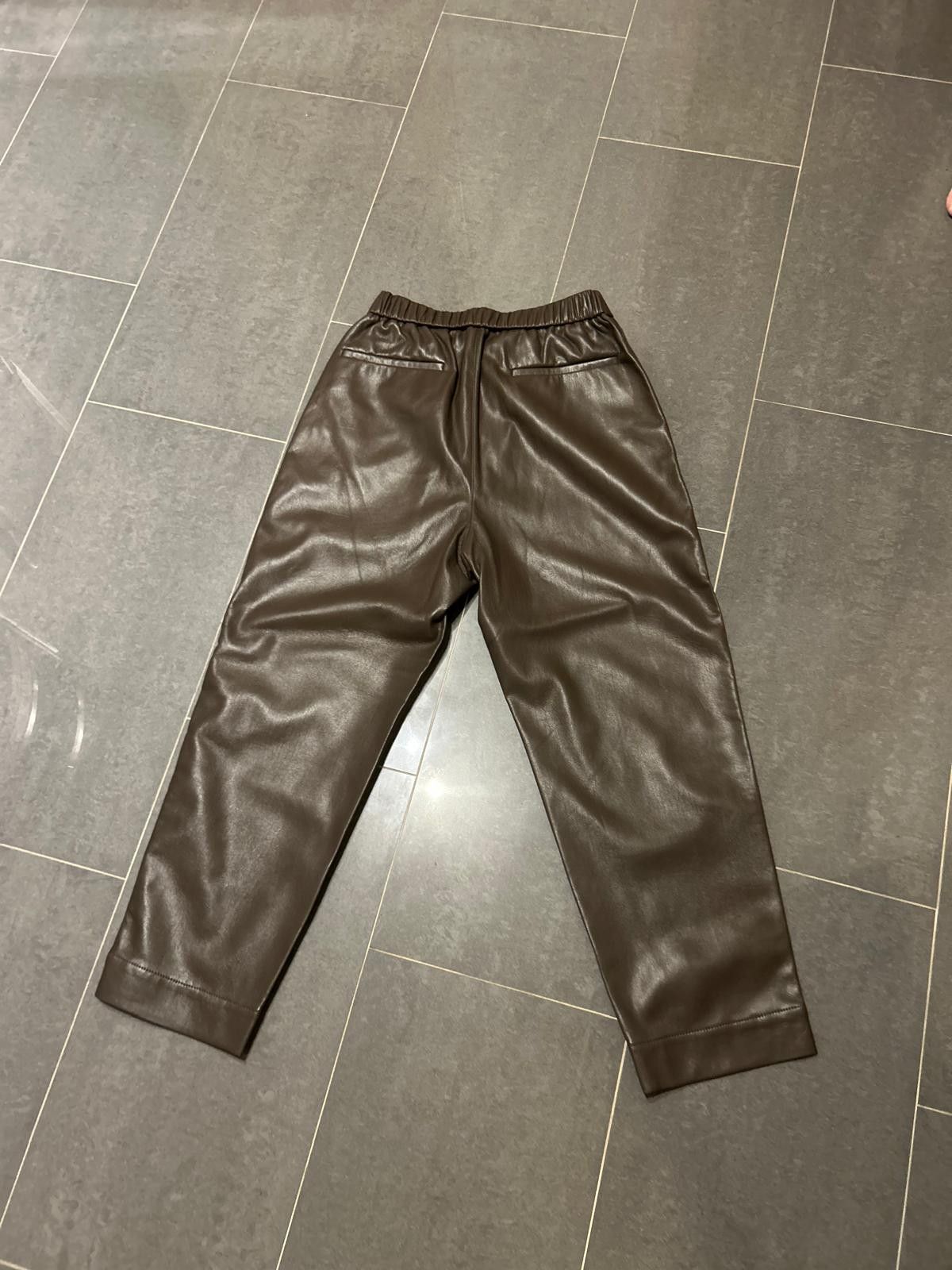 Nanushka Nanushka Brown Faux Leather Regular Fit Trousers Size US 32 / EU 48 - 2 Thumbnail