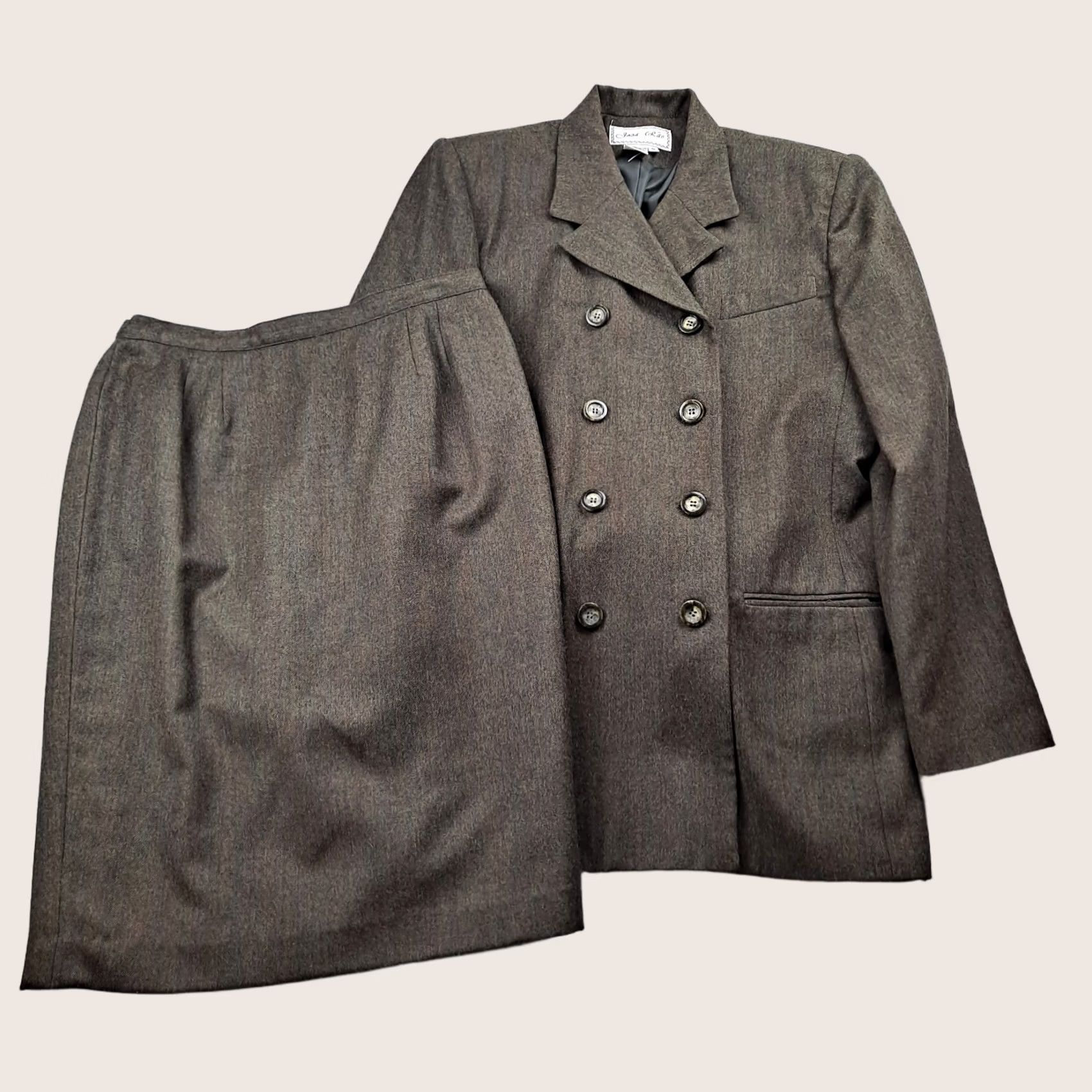 Vintage VINTAGE Joza Rae Wool Power Suit Woman 12 Brown Blazer Double-Breasted Skirt Set Womens 2-Piece Plaid Heritage Academia Office Classic 80s Men/Women Size 34" / US 12 / IT 48 - 1 Thumbnail
