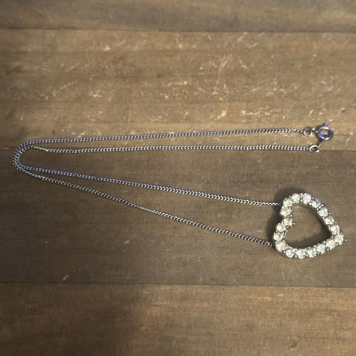 Vintage Vintage silver tone rhinestone heart pendant necklace Size ONE SIZE - 2 Thumbnail