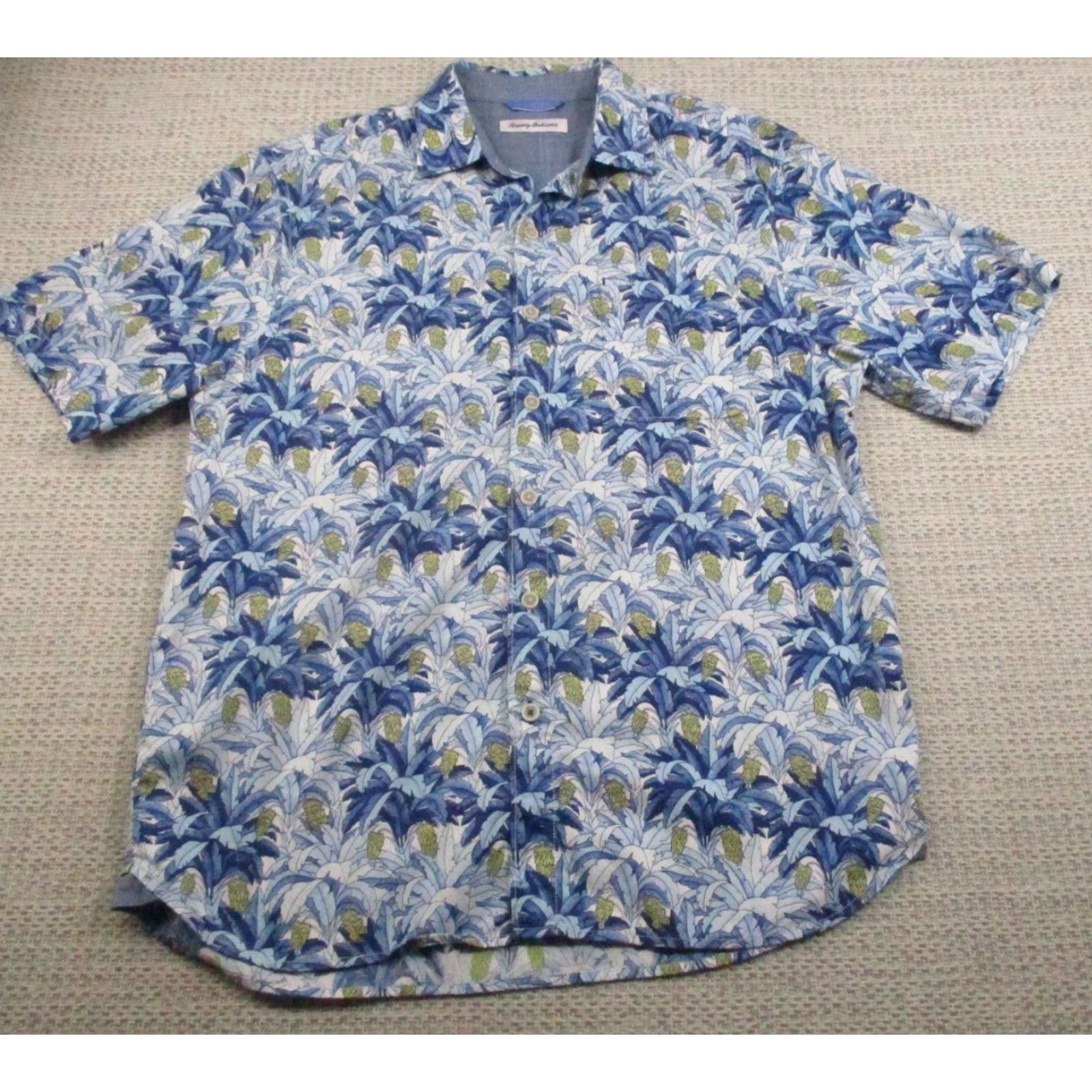 Tommy Bahama Tommy Bahama Shirt Mens Medium Blue Tropical Leaf Print Short Sleeve Button Up Shirt Size US M / EU 48-50 / 2 - 2 Thumbnail