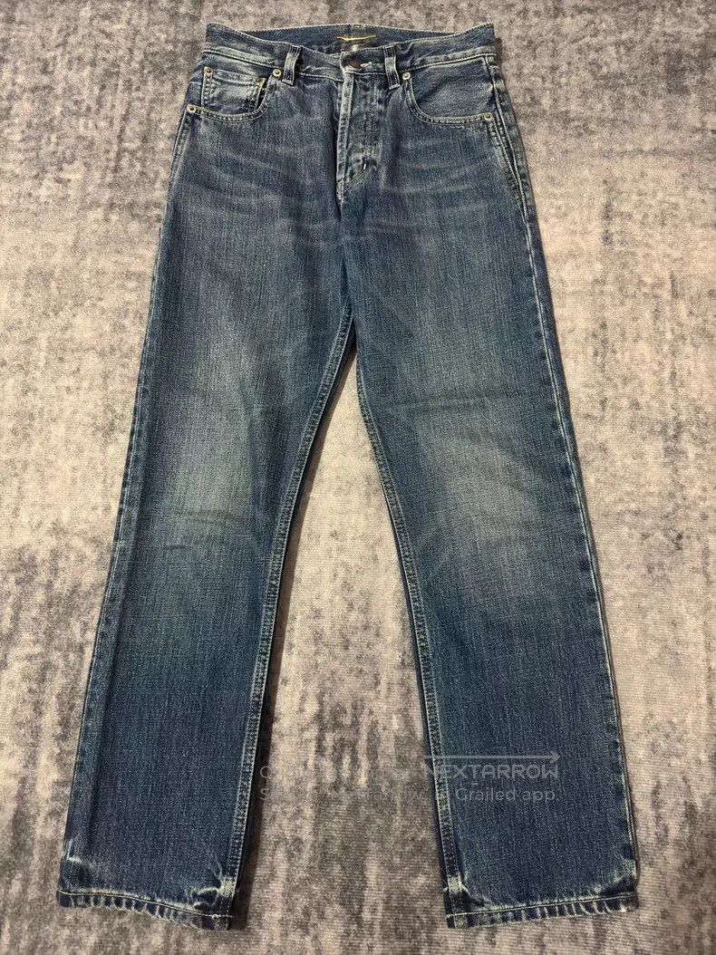 Saint Laurent Paris Saint Laurent Paris Deep Blue Cat Claw Straight Jeans Size US 26 / EU 42 - 1 Thumbnail